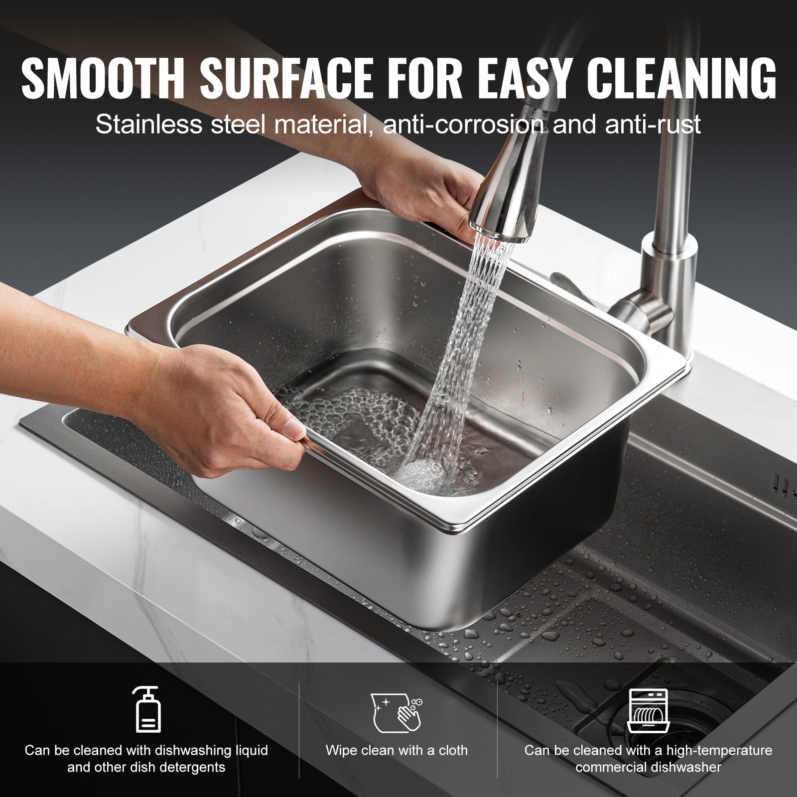 KFFKFF 8 Set Half-Size Steam Table Pans with Covers, 0.8mm Durable Stainless Steel, 4-Inch Depth, Anti-Jam Design, for Catering and Food Storage, Suitable for Commercial Use - Image 6