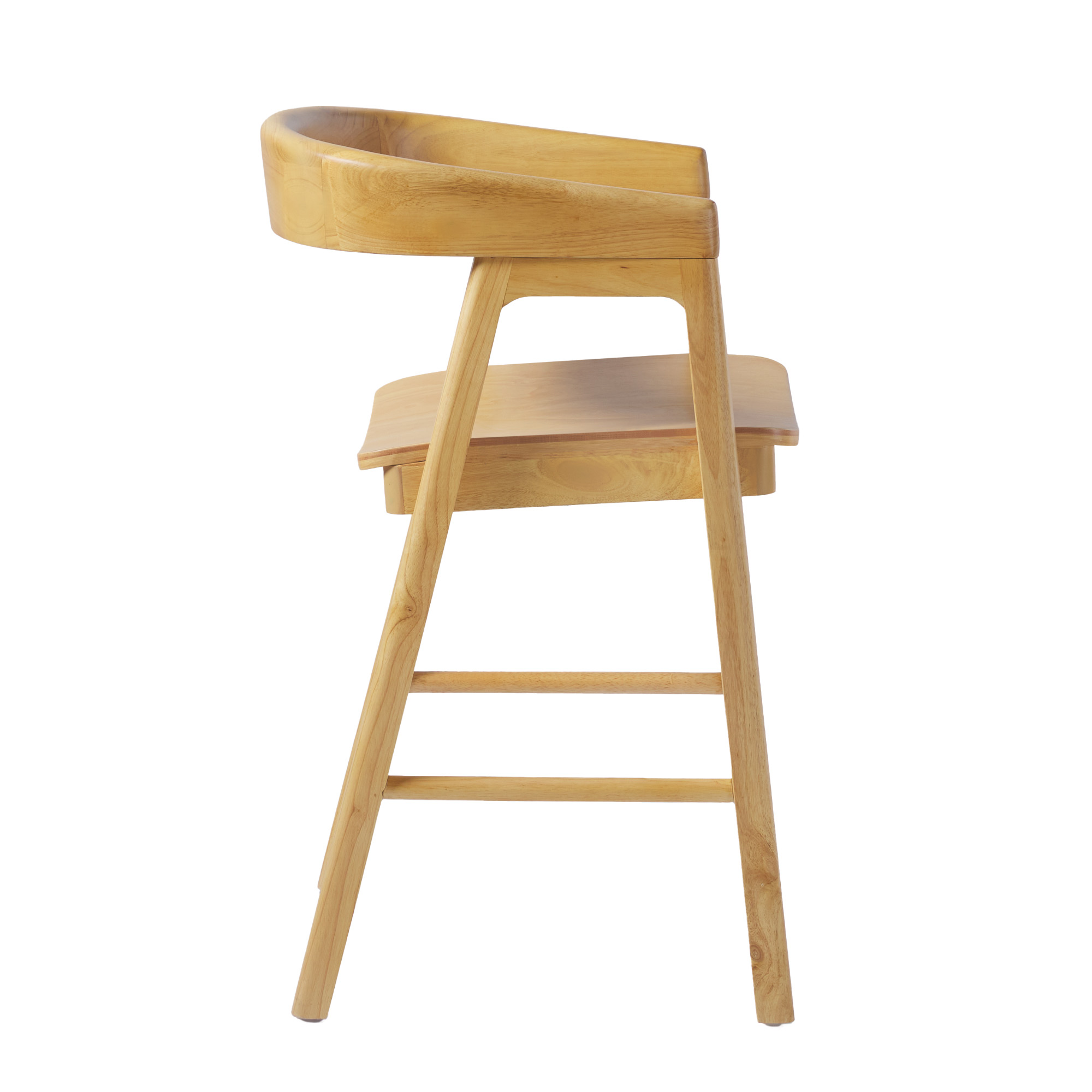 Walker Edison Modern Solid Wood Rounded Back Counter Stool, Natural - Image 4