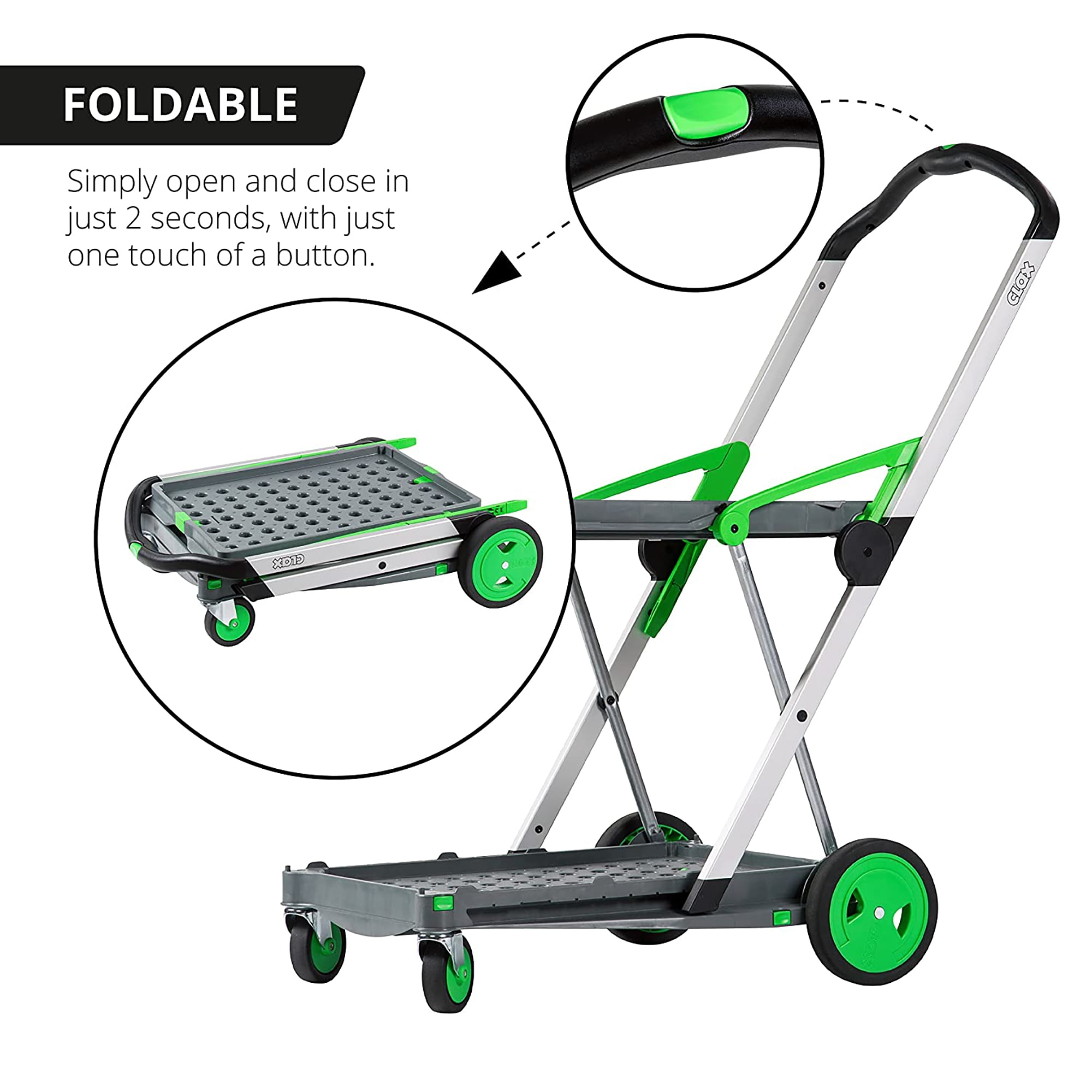 CLAX: The Original Transport Mobile Cart W/ Storage Crate, Green - Image 3