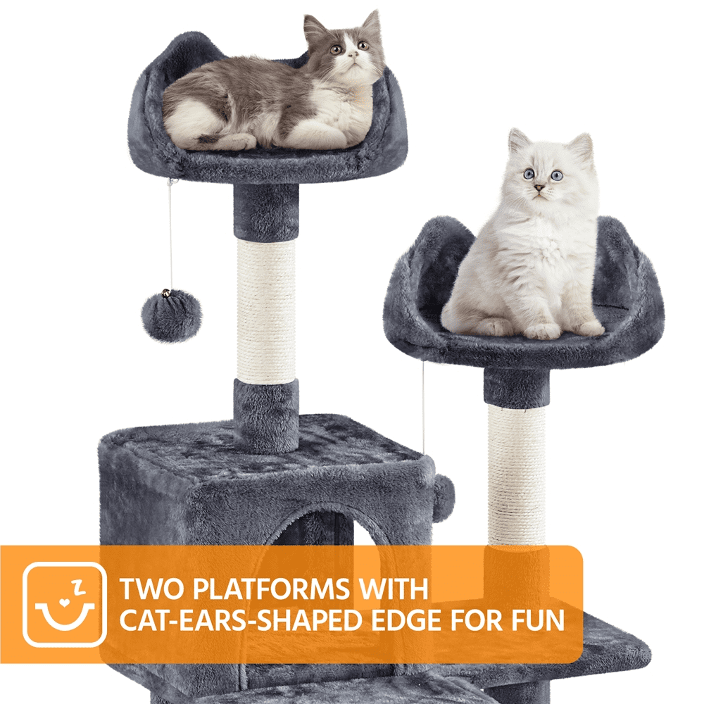 Alden Design 82.5″ H Multi Level Large Cat Tree with 2 Cozy Condos for Indoor Small/Medium Cats, Dark Gray - Image 6