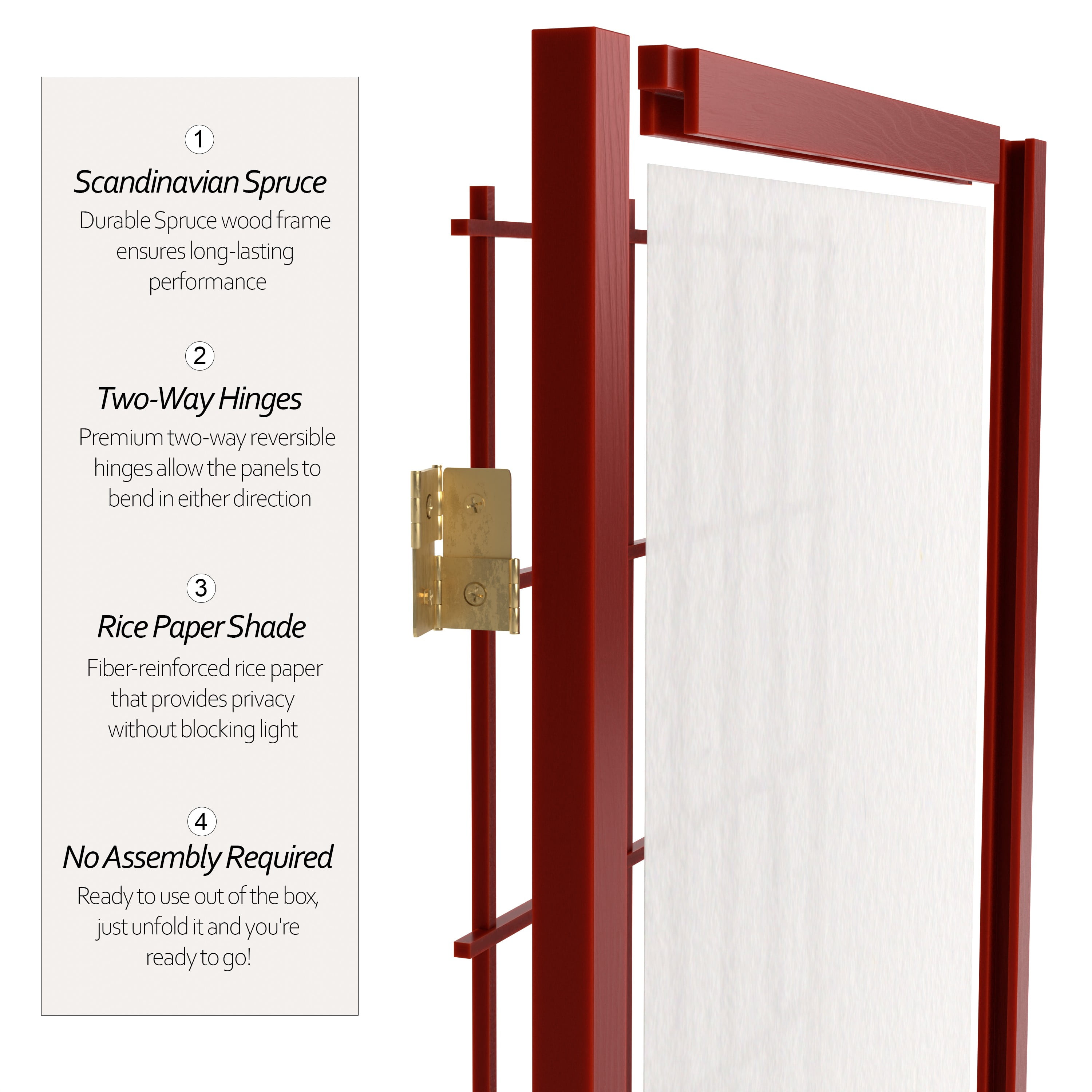 Red Lantern 4 ft. Short Window Pane Shoji Screen - Rosewood - 8 Panels - Image 5