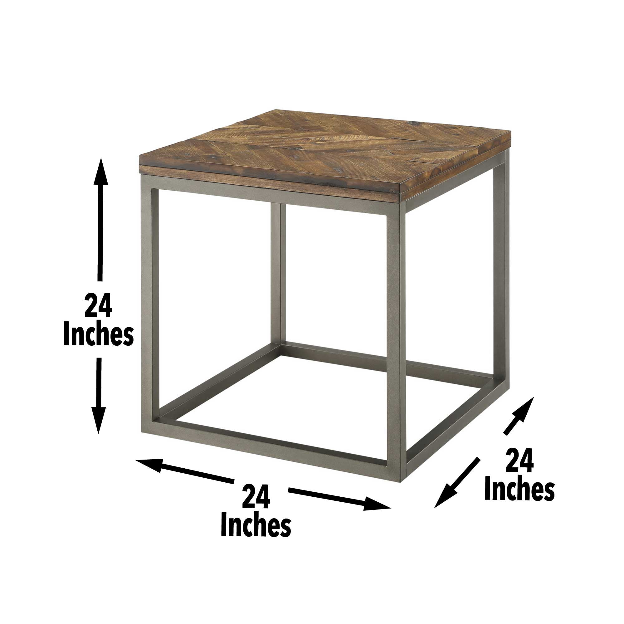 Lorenza Square End Table in Brown Distressed Wood - Image 3