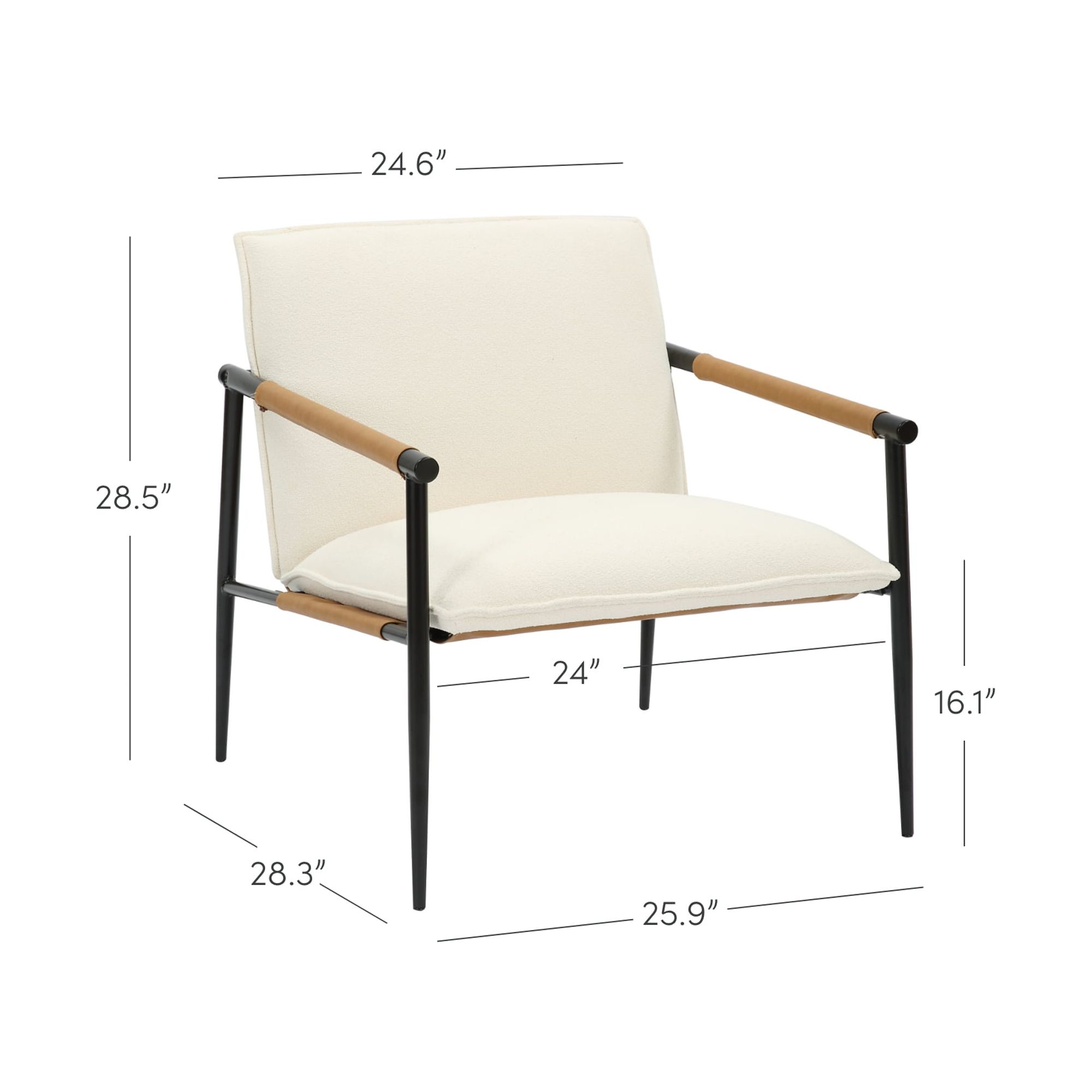 Nathan James Omel Lounge Reading Chair, Modern Living Room Accent Chair with Metal Frame and Boucle Upholstery, White/Black - Image 6