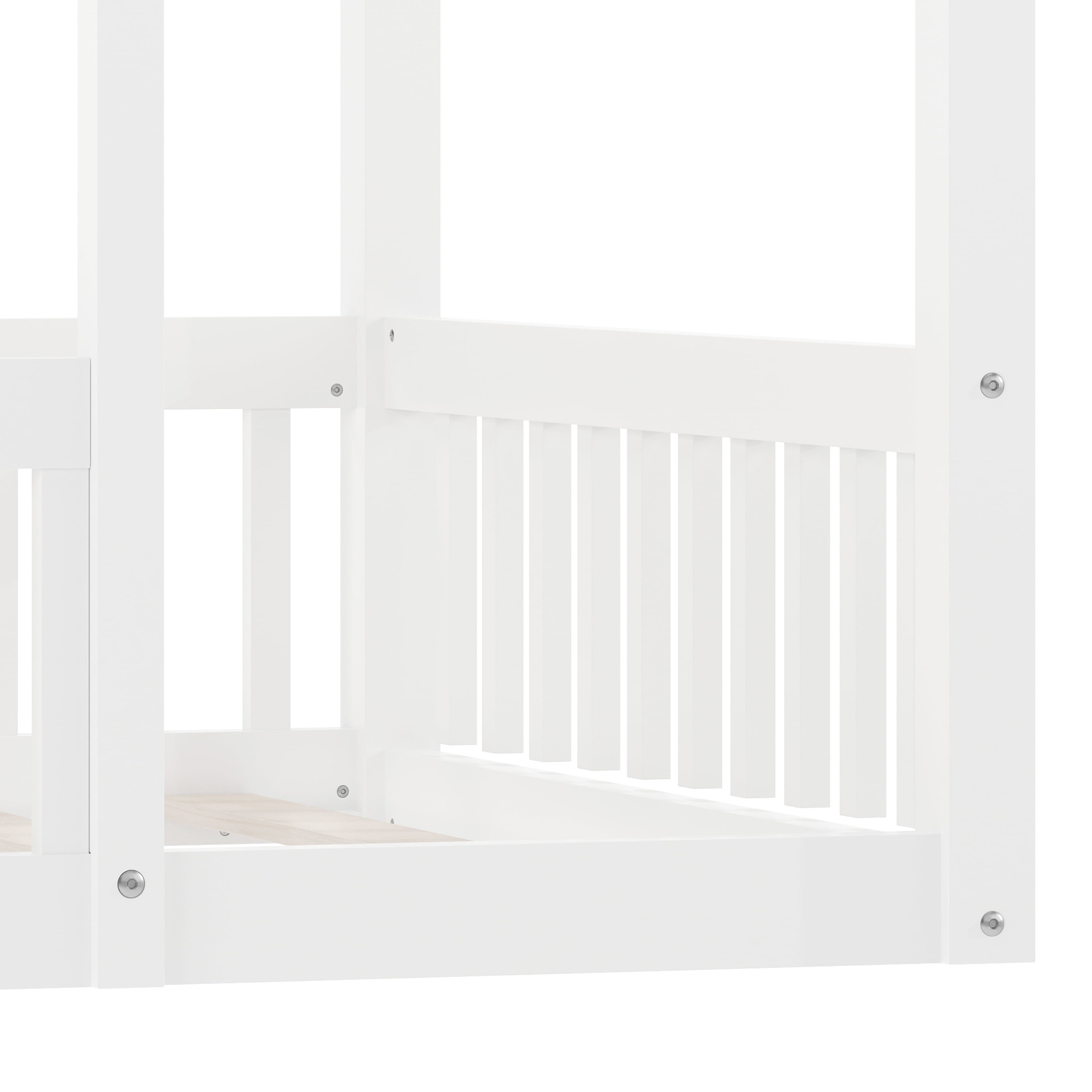 Buzz & Bloom Kids Twin-Size House Shaped Bed with Triangular Top, White - Image 6