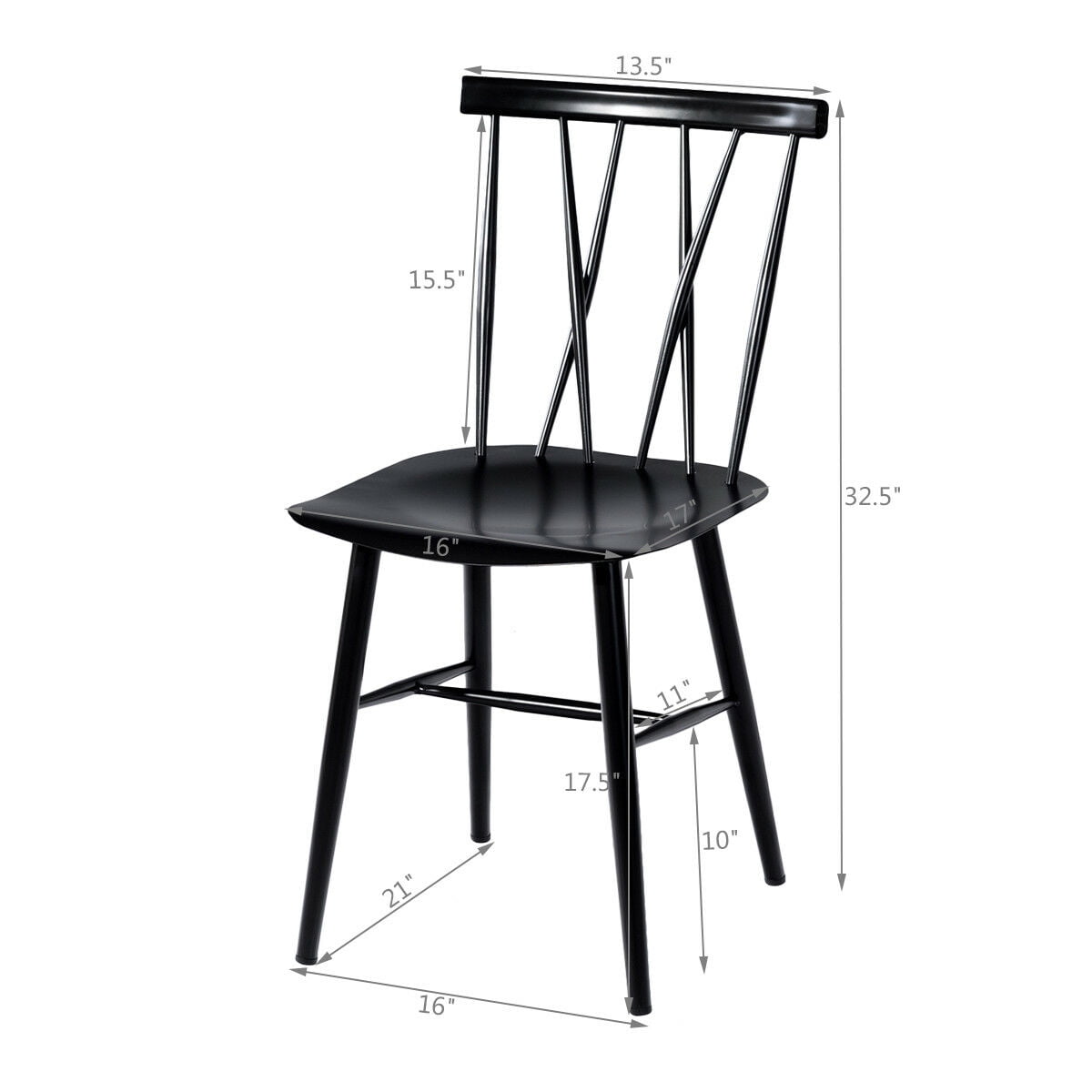Costway Set of 2 Dining Side Chairs Chairs Armless Cross Back Kitchen Bistro Caf - Image 9