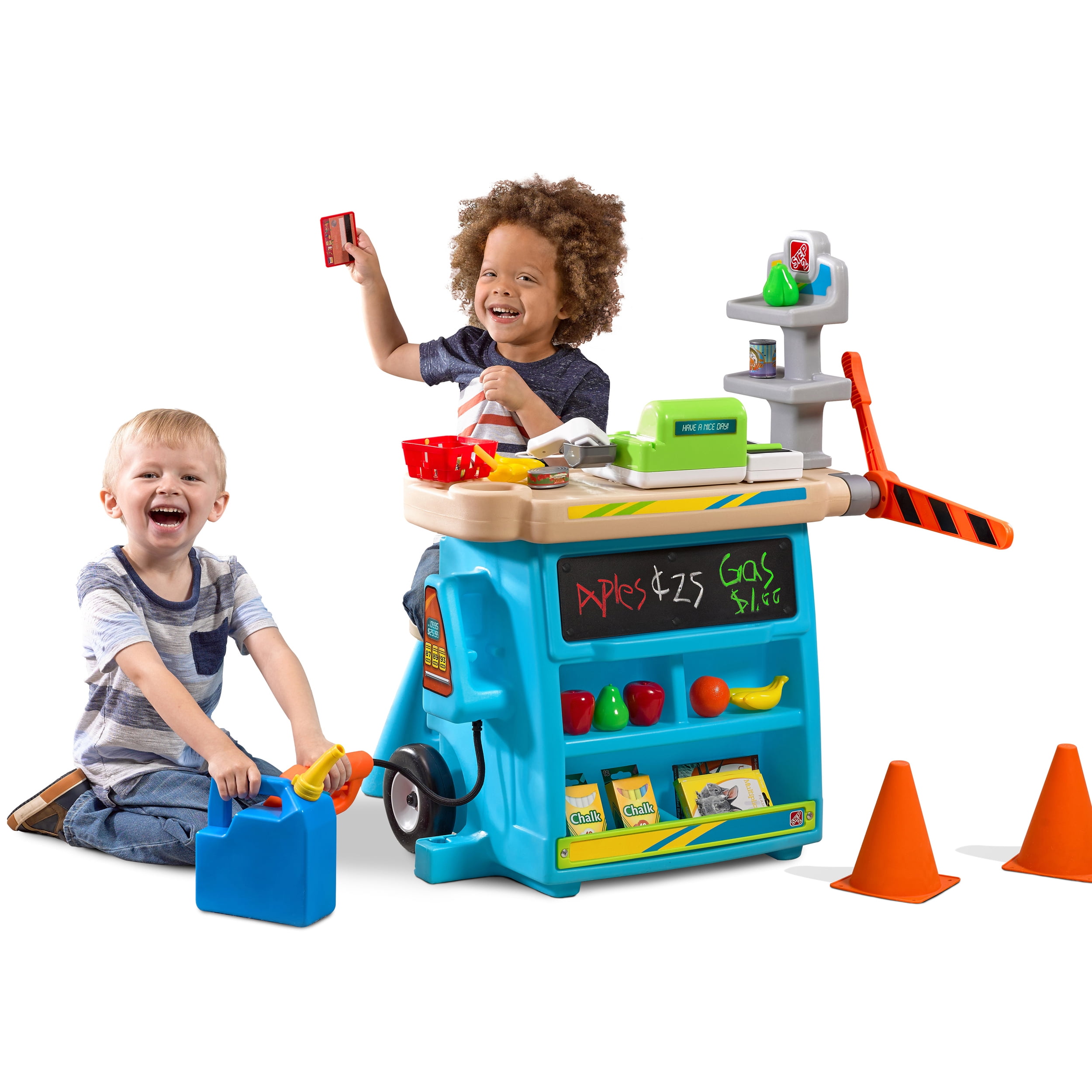 Step2 Stop & Go Market Blue Outdoor Playhouse and Kids Playset with Umbrella - Image 24