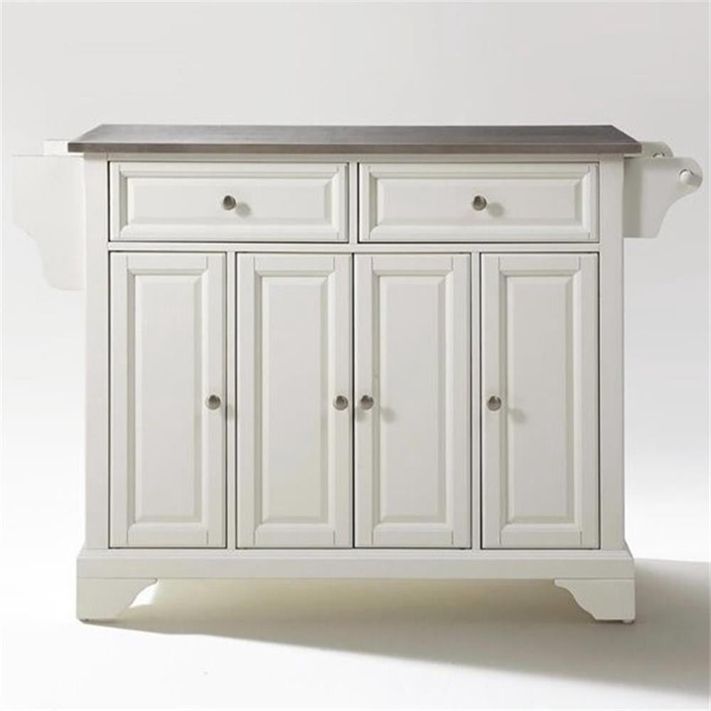 Crosley Furniture LaFayette Wood Kitchen Island in White & Silver - Image 4