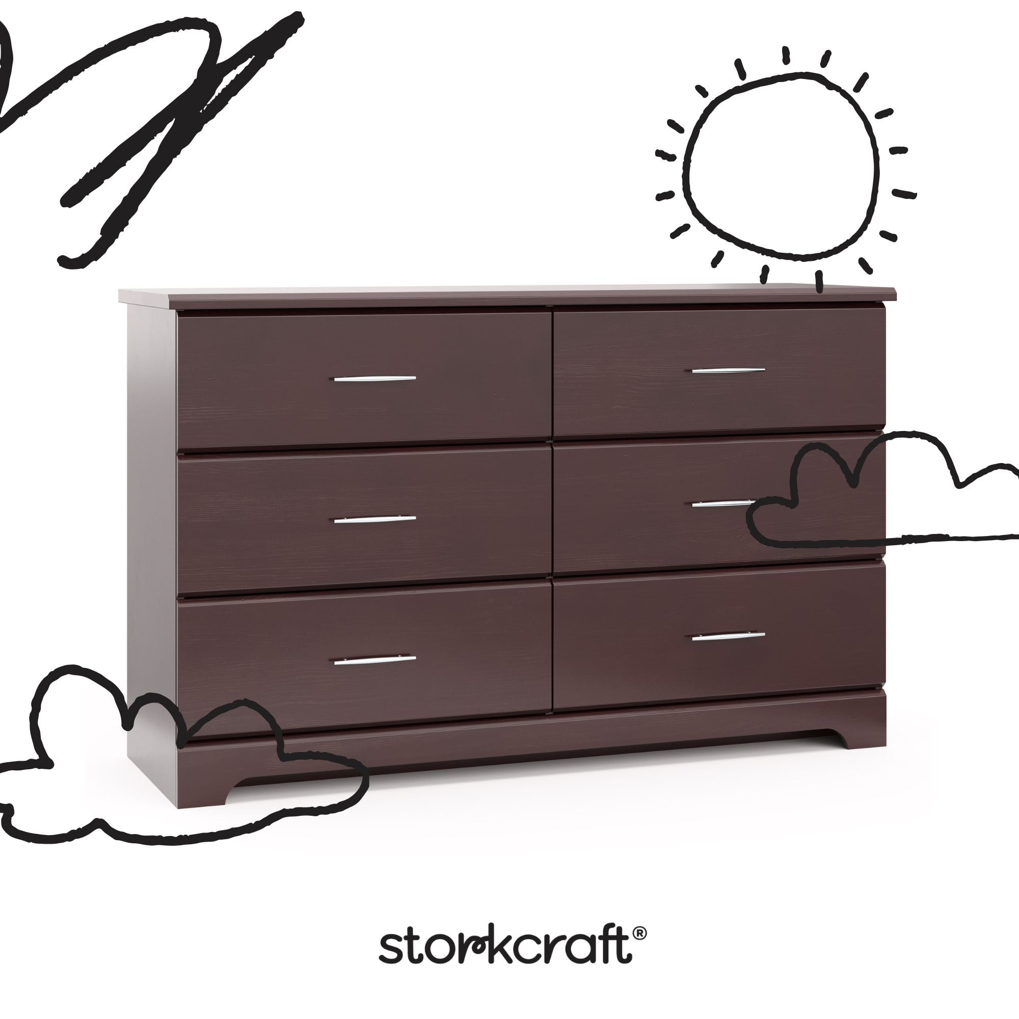 Storkcraft Brookside 6 Drawer Nursery Double Dresser, Espresso - Image 5