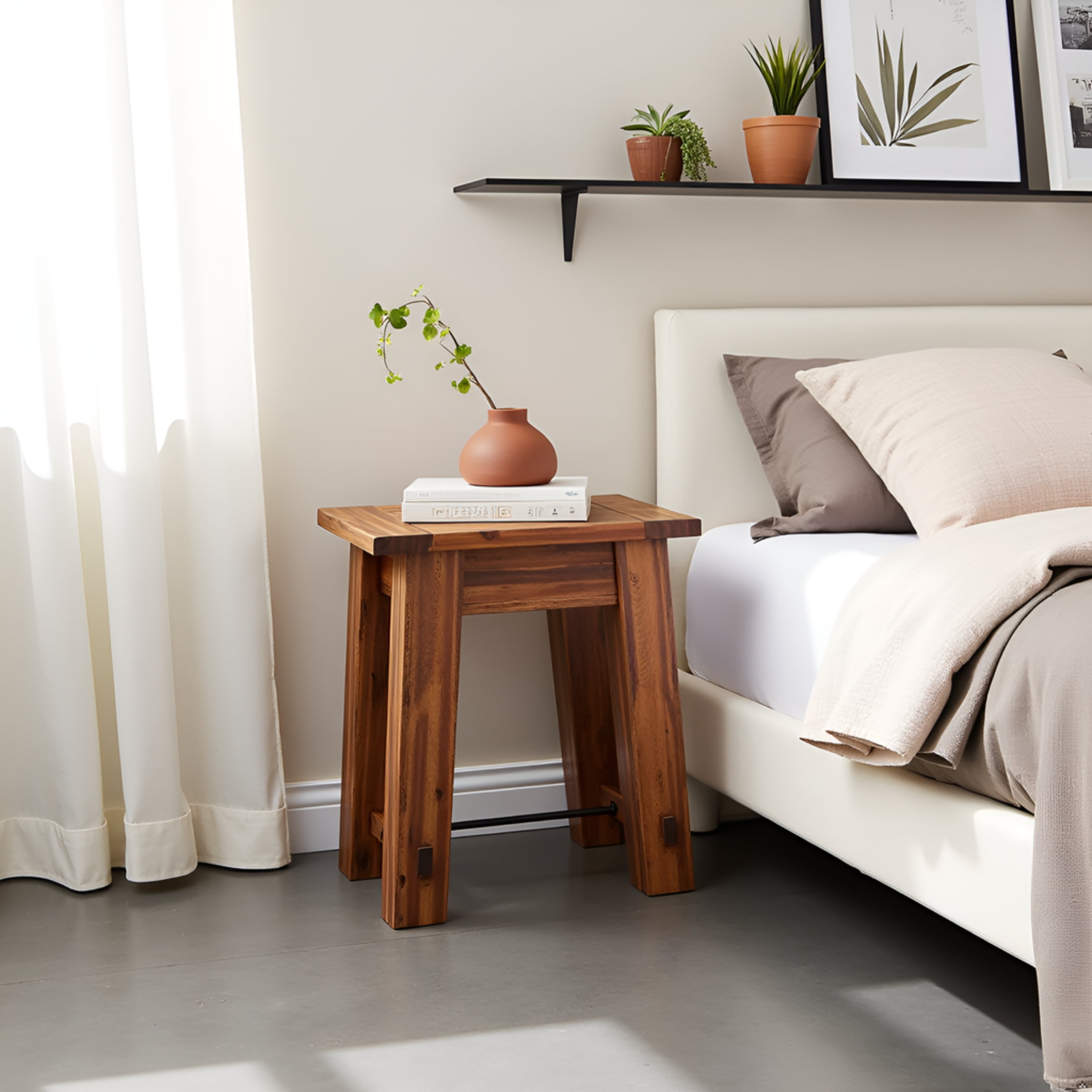 Alaterre Furniture Durango Solid Acacia Wood End Table, Industrial Side Table with 100lb Weight Capacity for Living Room, Natural - Image 13