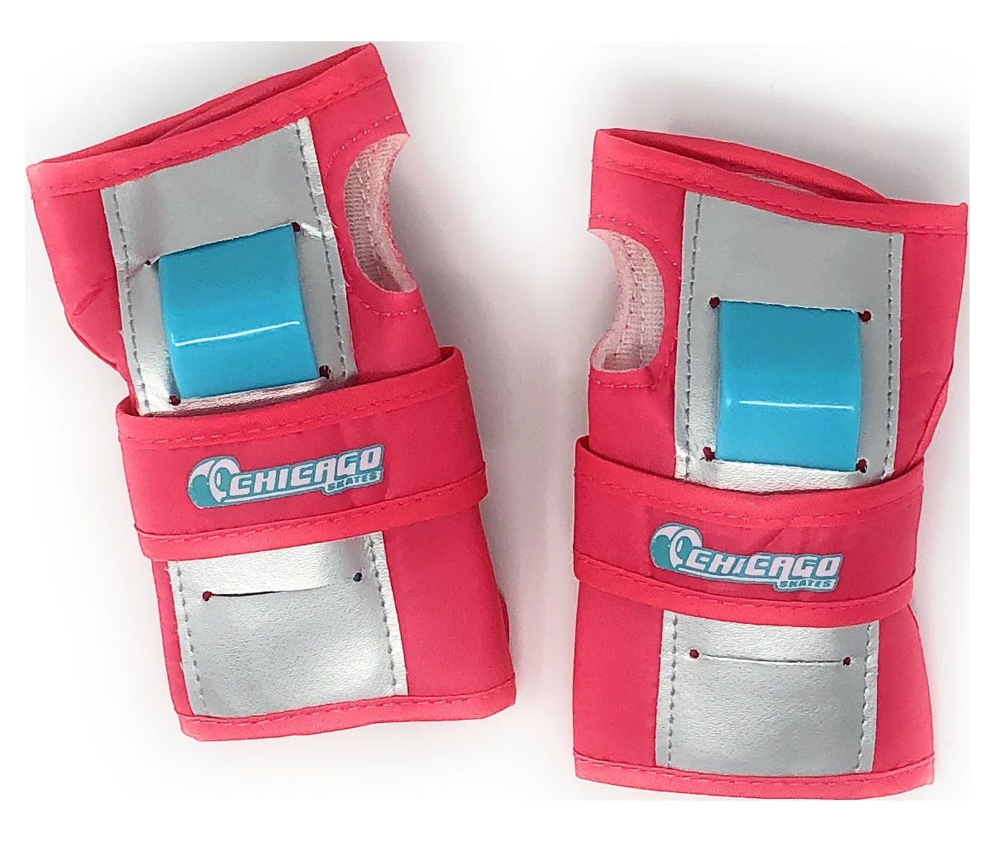 Chicago Skates Adjustable Quad Roller Skate Combo Set Pink/White/Teal – Skates, Helmet, Knee Pads, And Wrist Guards - Size Medium(1-4) - Image 3