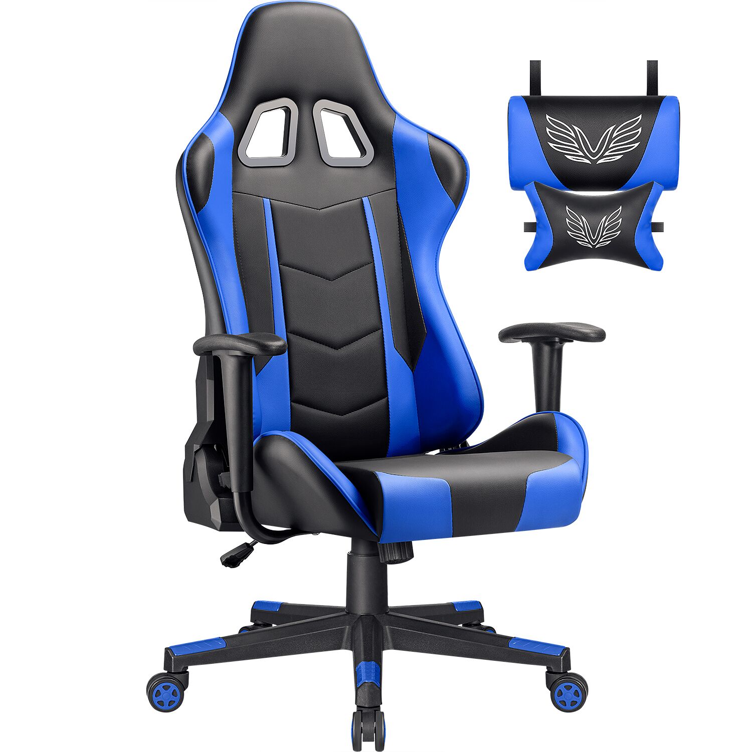 Lacoo Gaming Chair High Back Adjustable Height Racing Style Computer Chair with Headrest and Lumbar Support, Blue - Image 5