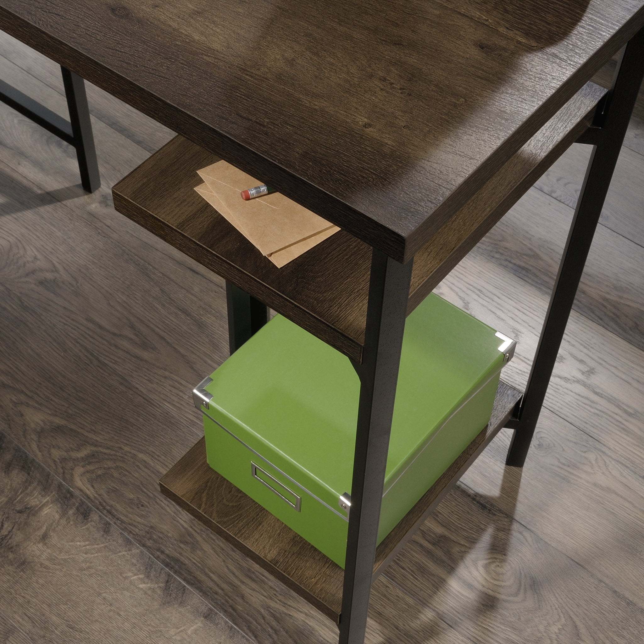 Sauder Curiod L-Desk, Smoked Oak Finish - Image 9
