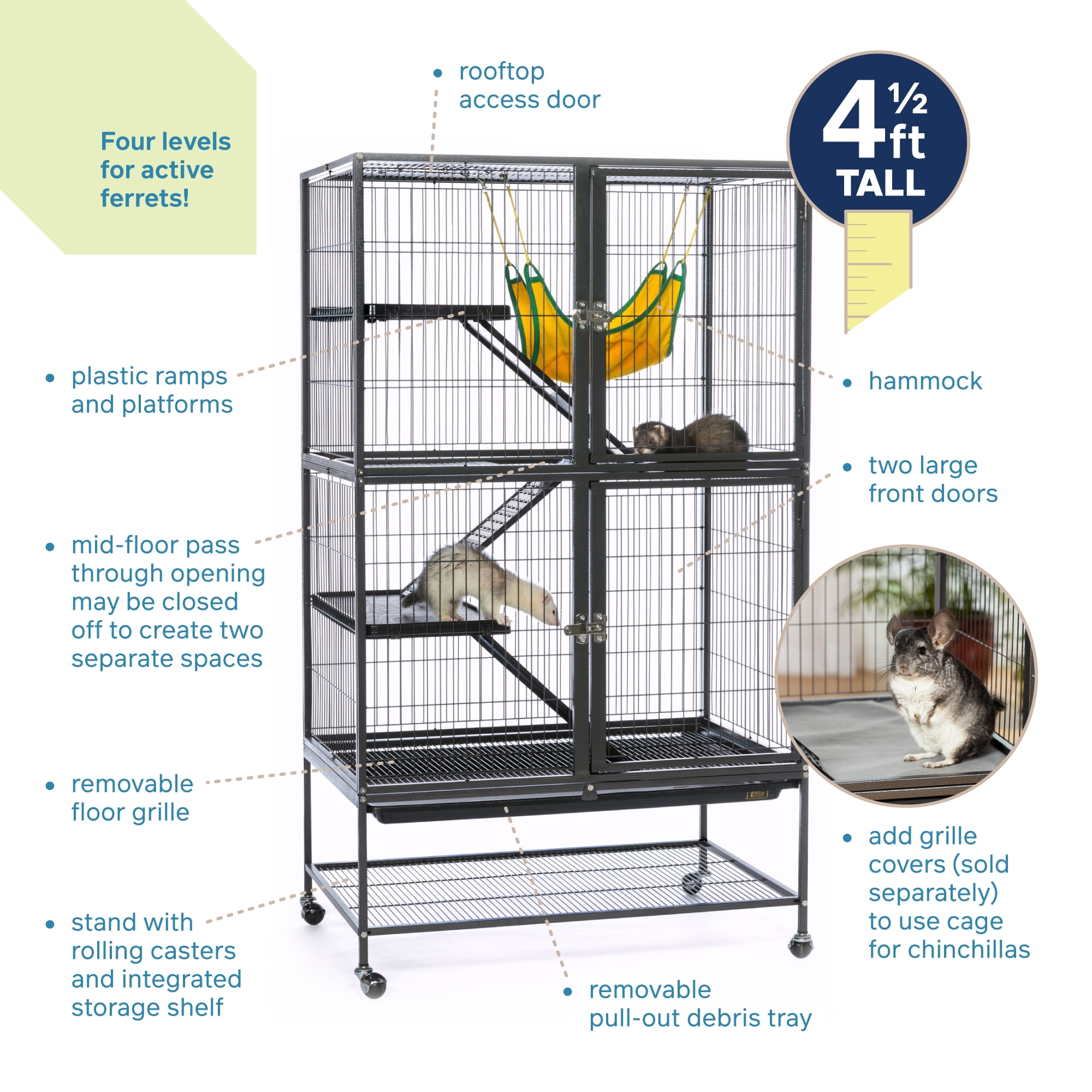 Prevue Pet Products Black Metal Feisty Ferret Home Cage 485 - Image 2