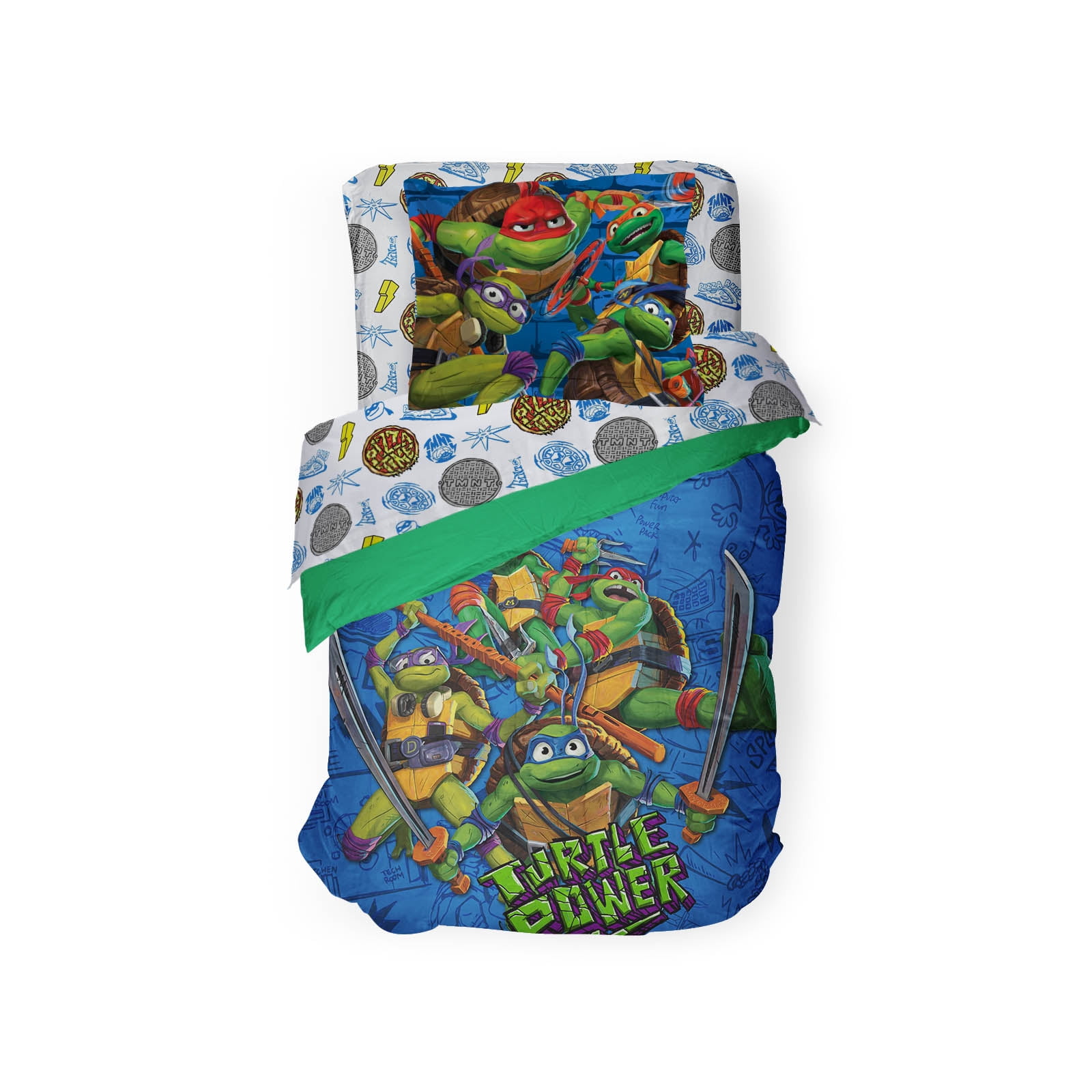 Paramount Nickelodeon TMNT Mutant Mayhem 5 Piece Twin Bed Set with Sham, 100% Microfiber - Image 3