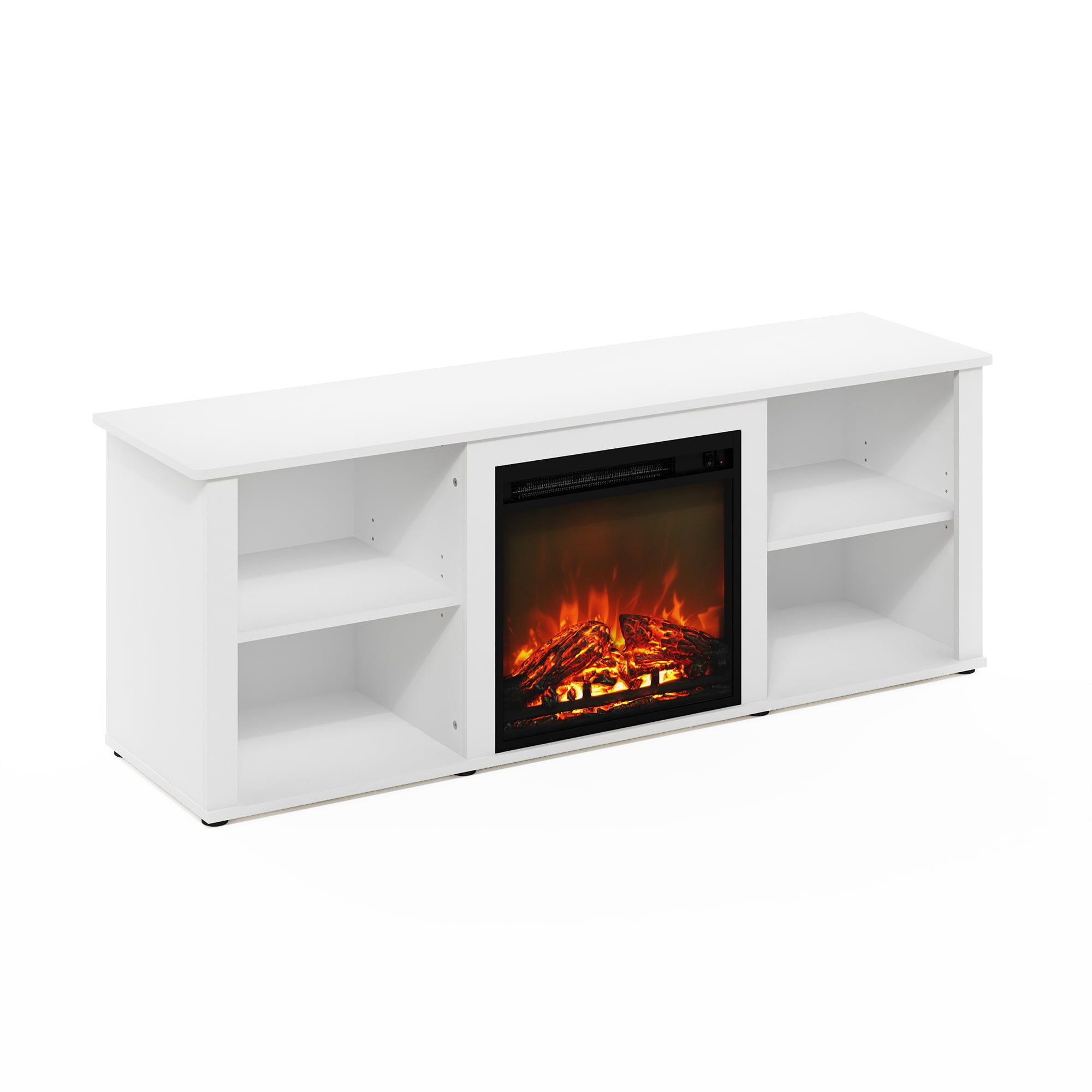 Furinno Montale 60 Inch TV Stand with Fireplace, Solid White - Image 5