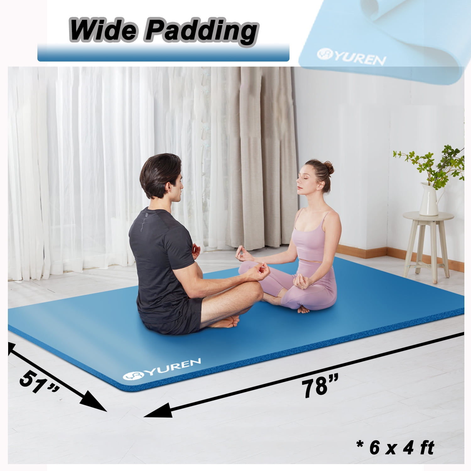 RYTMAT Exercise Mat, 1/2" Thick, Extra Wide 78"x51", Large Yoga Mat Blue - Image 6