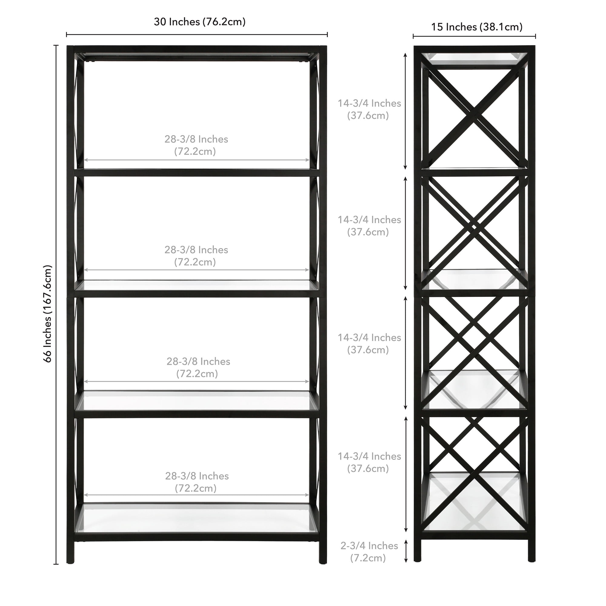 Evelyn&Zoe Celine 30" Wide Rectangular Bookcase, Blackened Bronze - Image 9