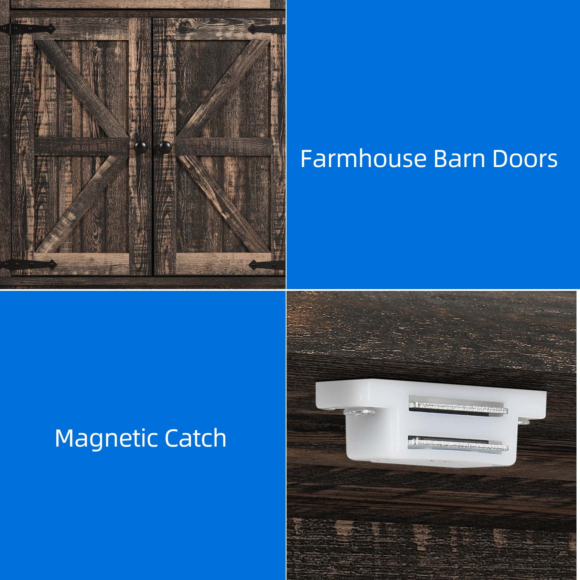 Dextrus Kitchen Pantry Cabinet with Doors and Drawer, Pantry Cabinet with Adjustable Shelves for Kitchen, Living Room, Dining Room, Dark Oak - Image 9