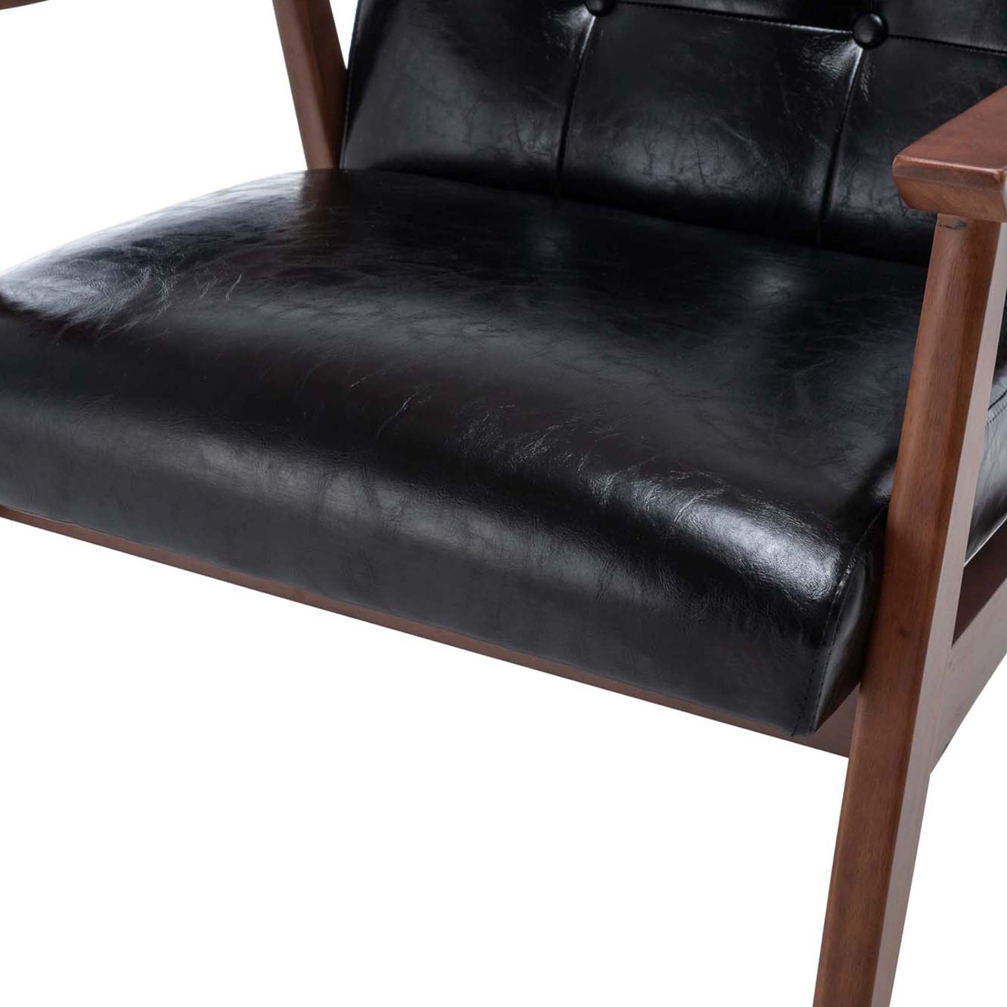 Convenience Concepts Take a Seat Natalie Accent Chair, Black Faux Leather/Espresso - Image 8