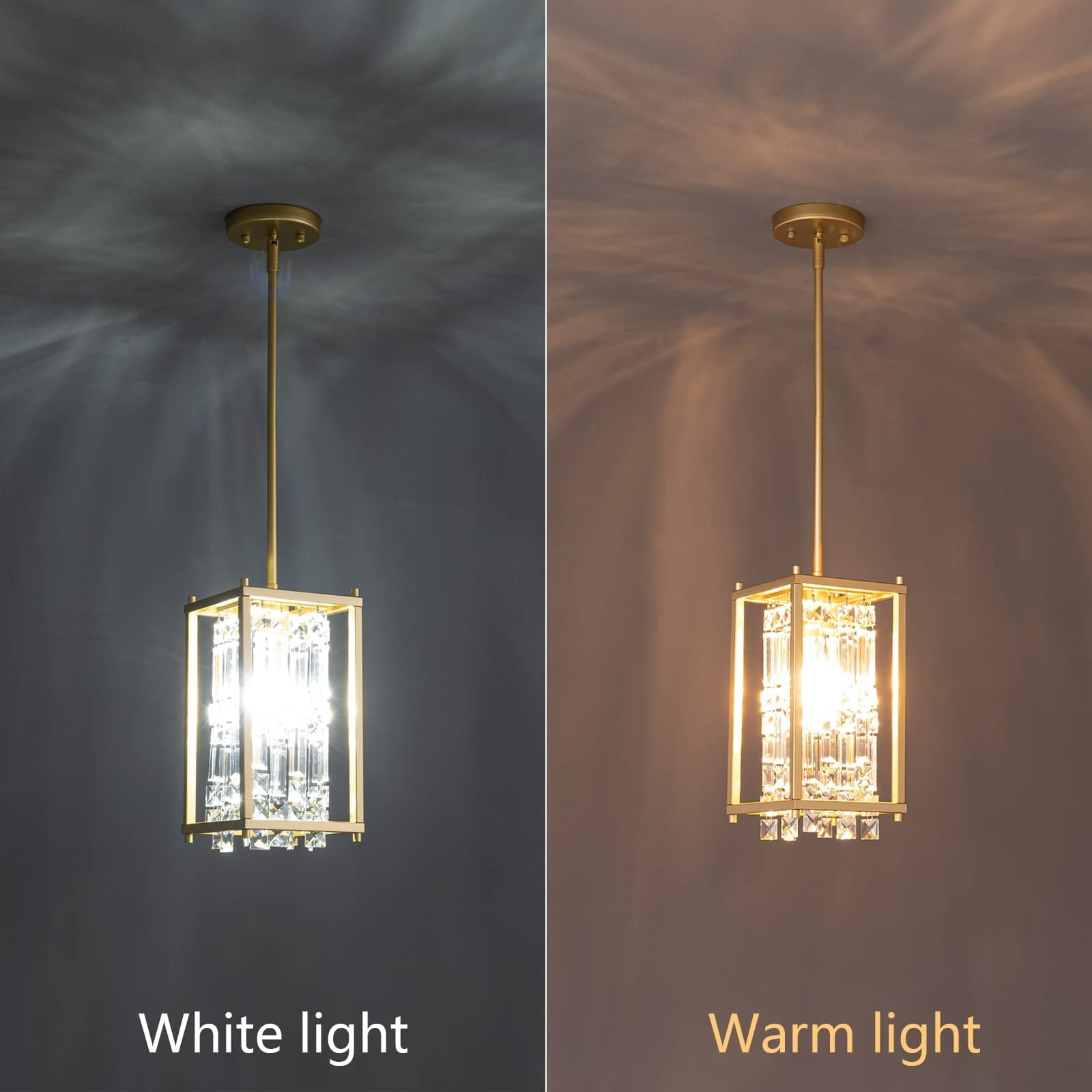 ZHLWIN Dining Room Light Fixture Semi Flush Mount Ceiling Light Fixture, Lndustrial Farmhouse Chandelier Gold Metal Crystal Pendant Light for Hallway Balcony Kitchen Island - Image 5