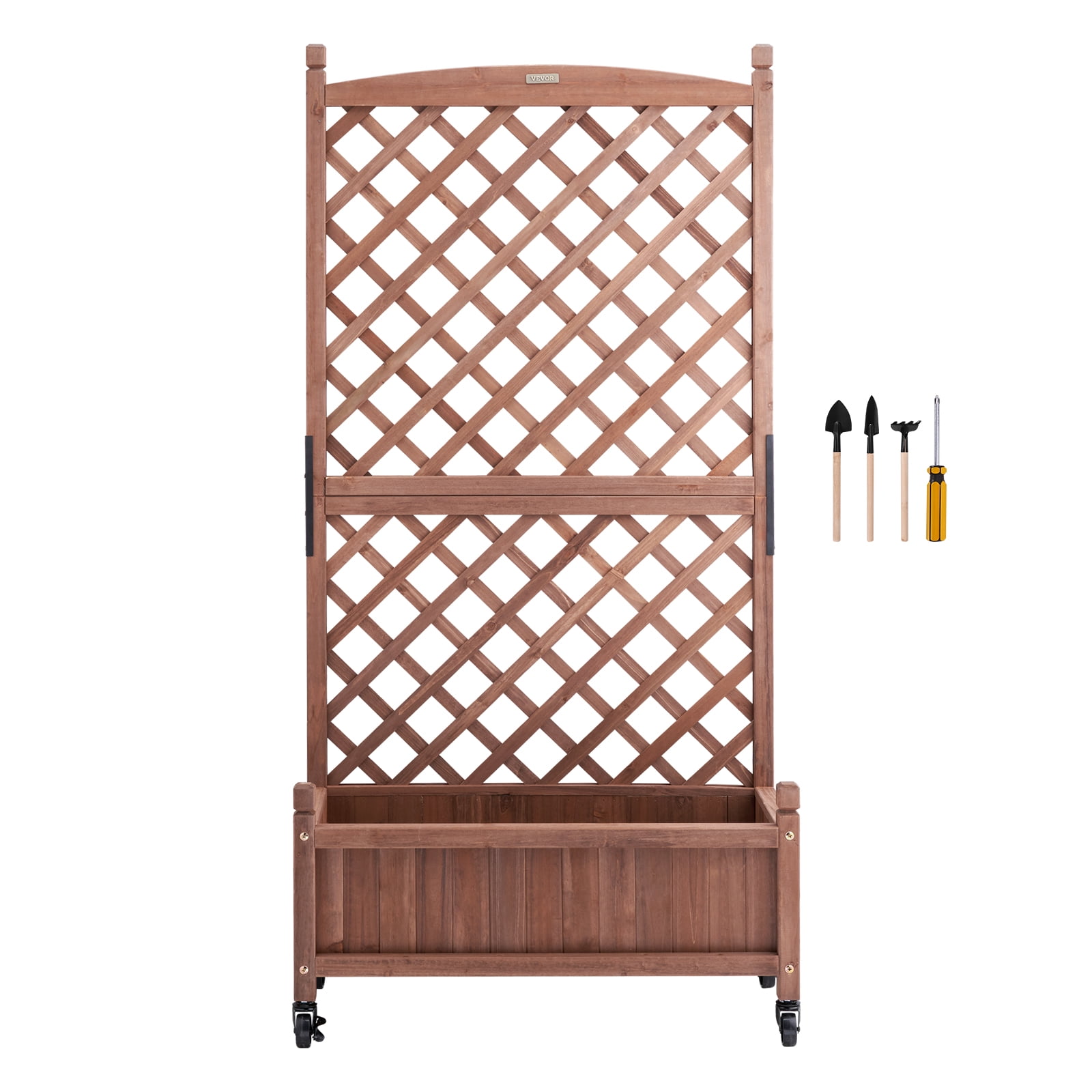 VEVOR Raised Garden Bed with Trellis, 30" x 13" x 61.4" Outdoor Raised Wood Planter with Drainage Holes, Free-Standing Trellis Planter Box - Image 9