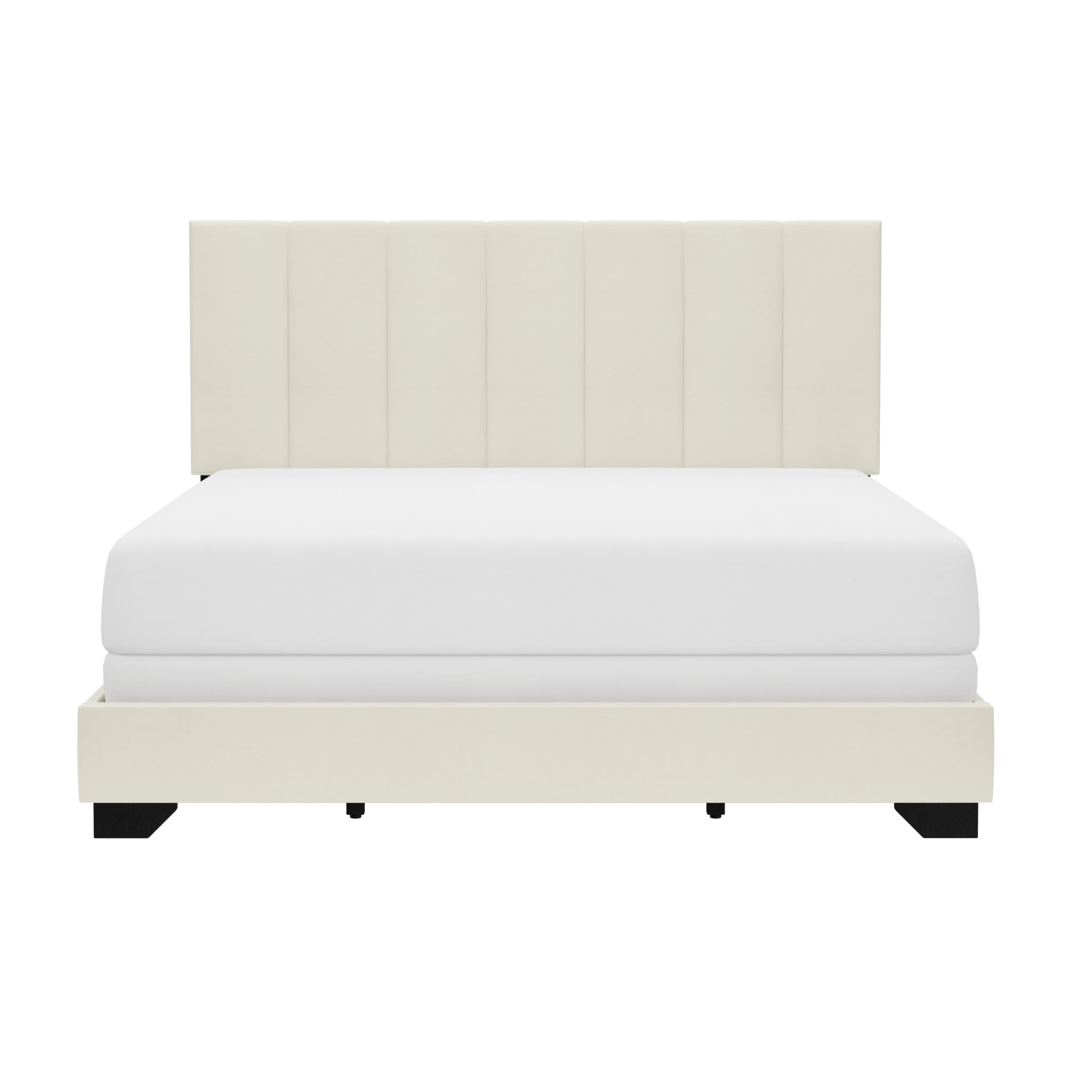 Reece Channel Stitched Upholstered Queen Bed, Ivory, by Hillsdale Living Essentials - Image 4