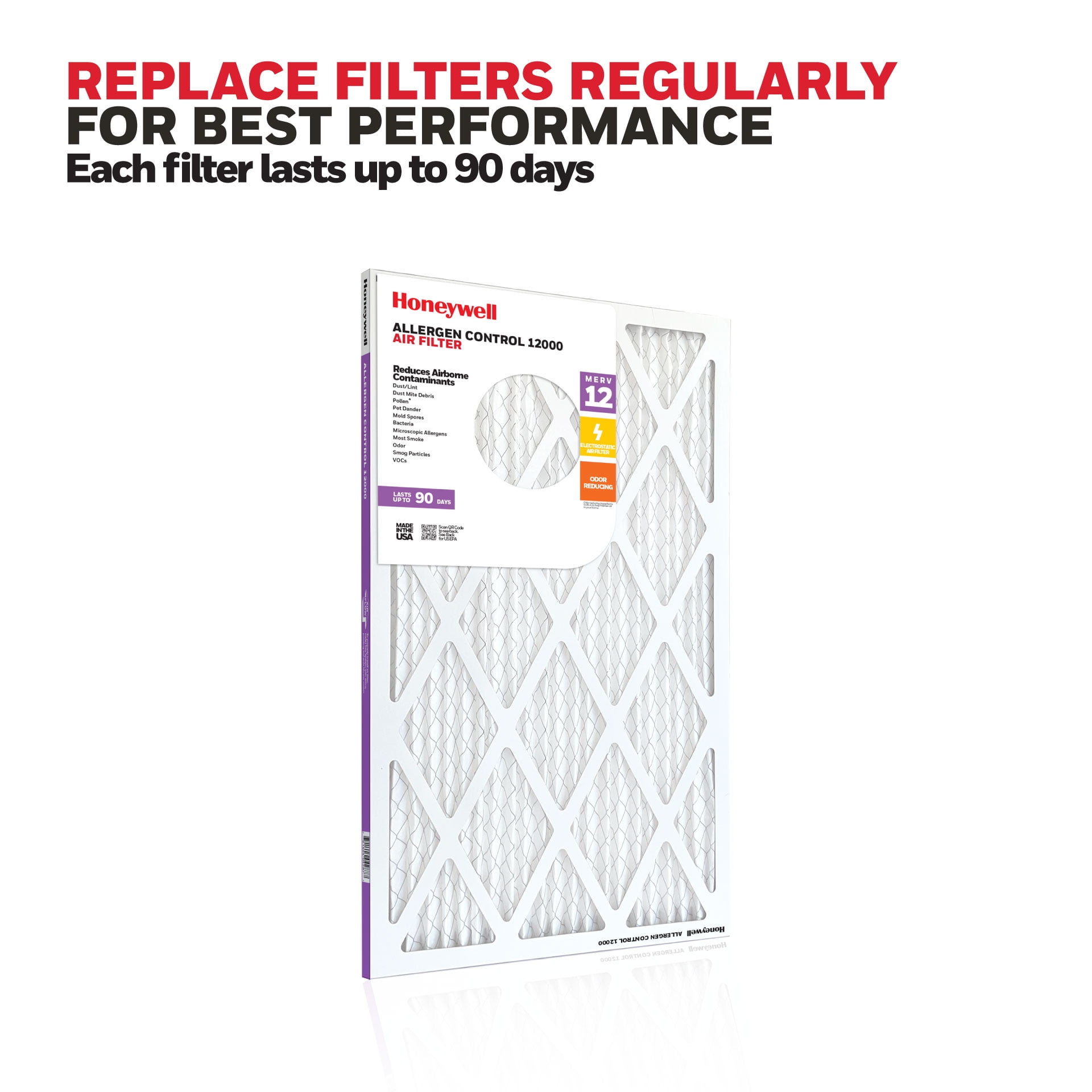 Honeywell 14x25x1 MERV 12 Pleated HVAC Furnace Air Filter- 4 Pack - Image 5