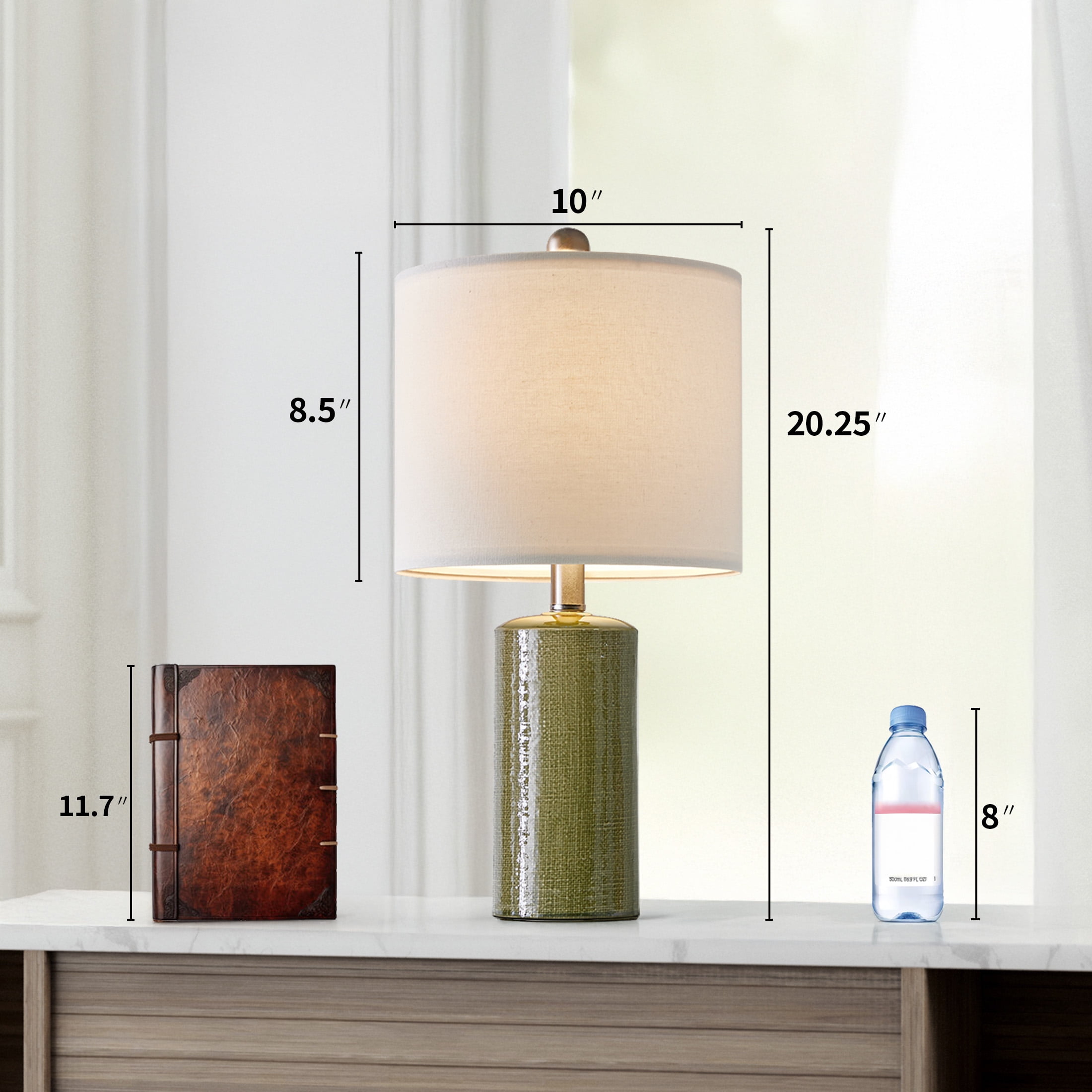 Oneach Modern Table Lamp Set of 2 for Living Room 20.25" Farmhouse Green Ceramic Bedside Nightstand Lamps for Bedroom - Image 13