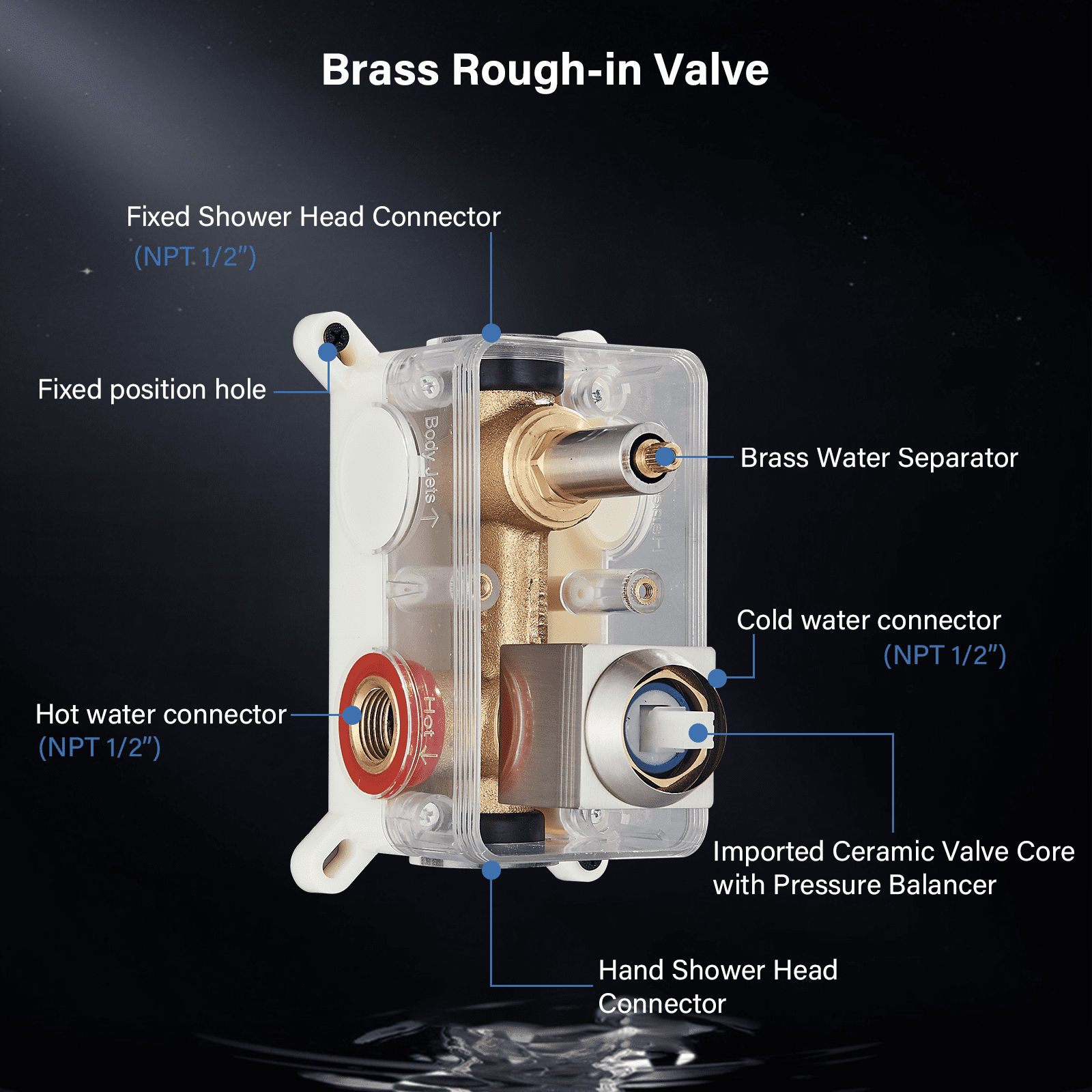 Zovajonia Matte Black Shower System 8 Inches Shower Faucet Set, Rain Shower Head with Handheld Spray Bathroom Wall Mount Shower Fixtures - Image 6