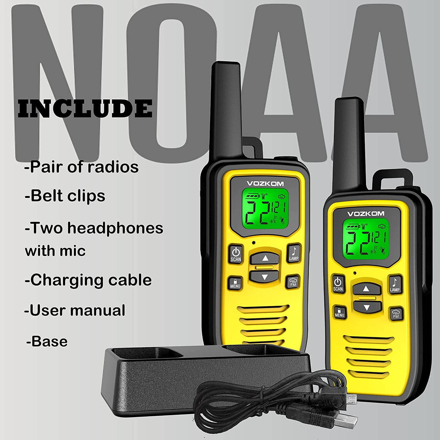 VOZKOM Walkie Talkies for Adults, Professional Two Way Radio Walkie Talkie Long Range, NOAA Emergency Radios, Camping Accessories - Image 6