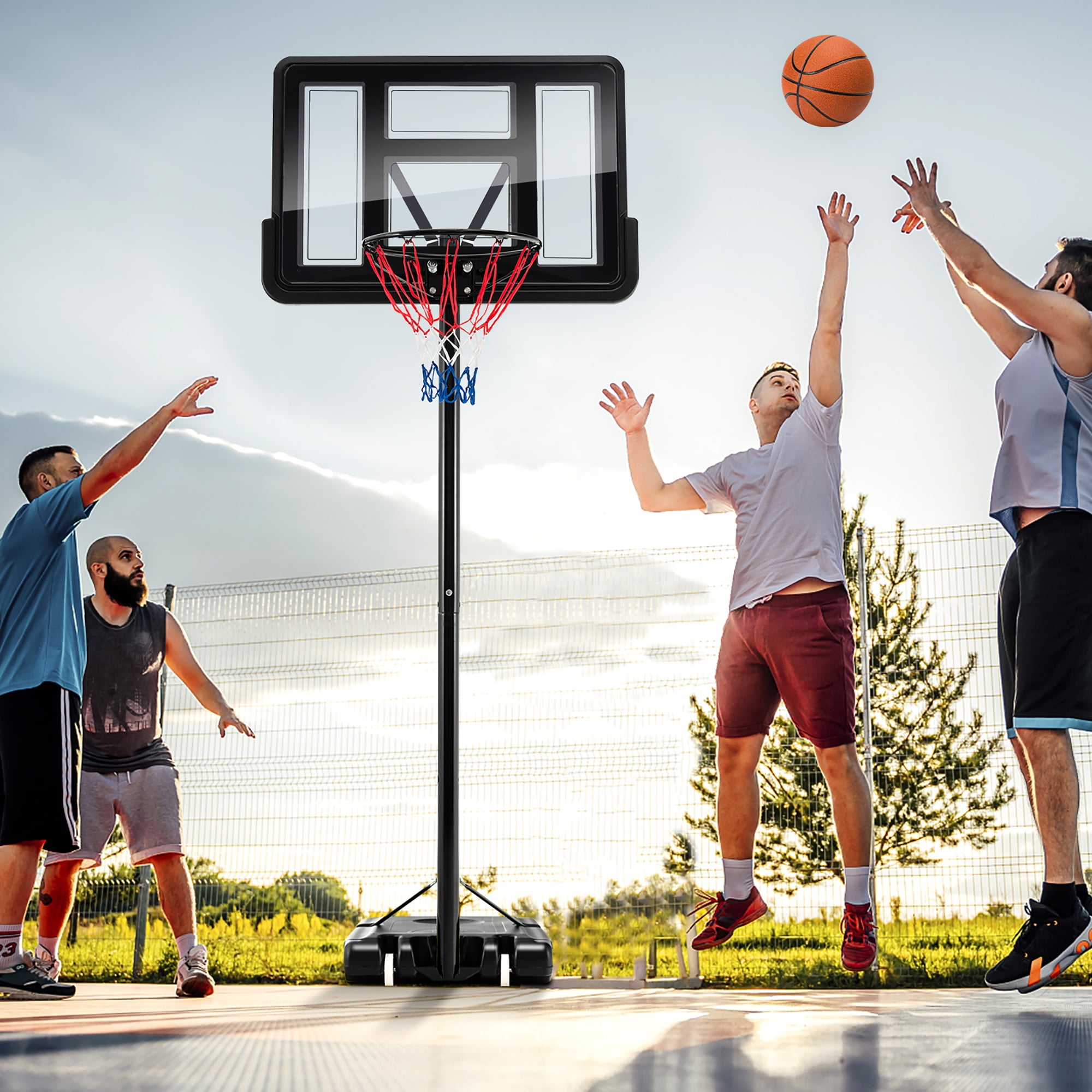 Costway 4.25'-10' Adjustable Height 44" Weather Resistant outdoor Portable Basketball System (Adult) - Image 6