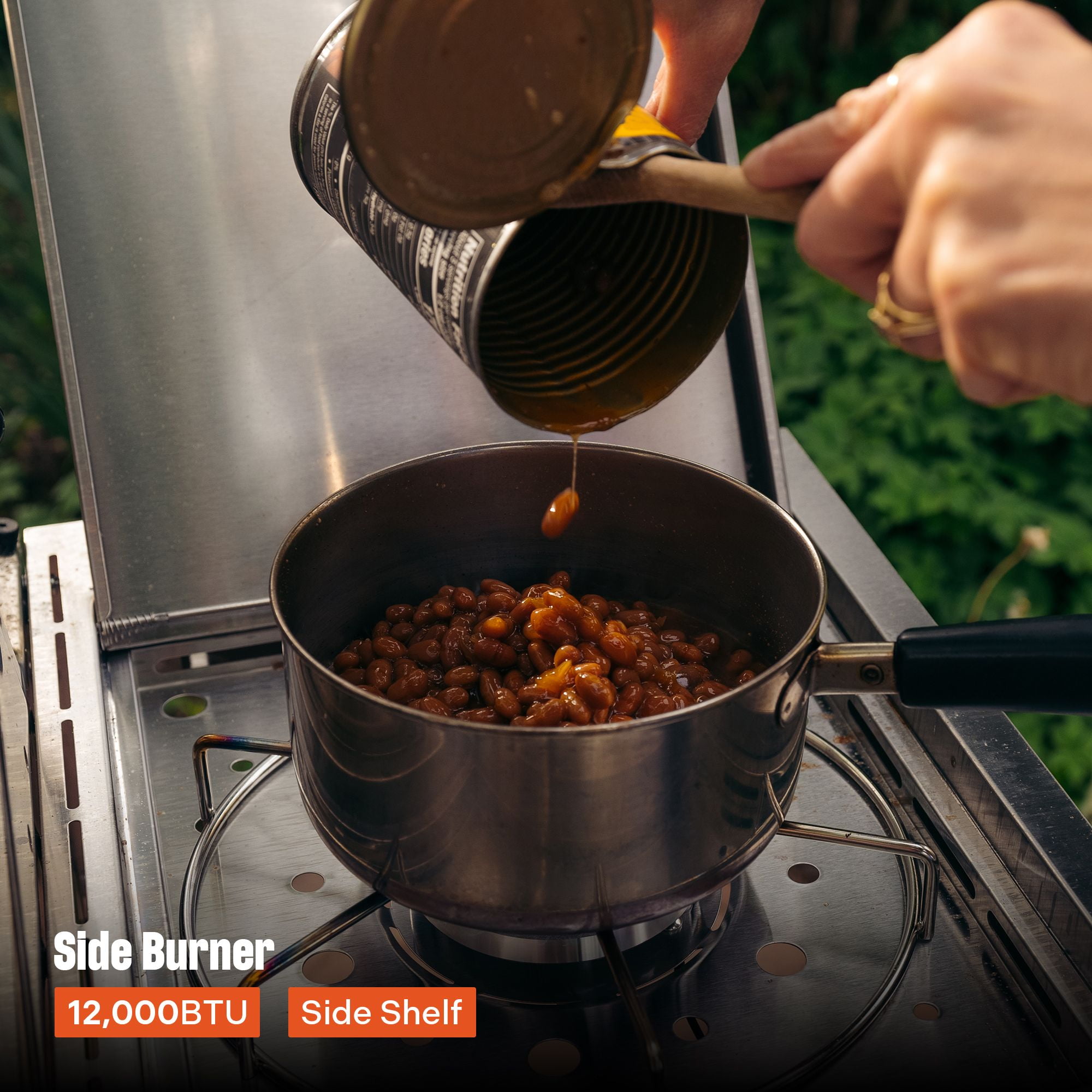 Monument Grills 4 Burner Dual Fuel Gas Grill with Stainless Steel Cabinet, Side Burner, Clear View Lid and LED Controls, 60,000 BTU - Image 4