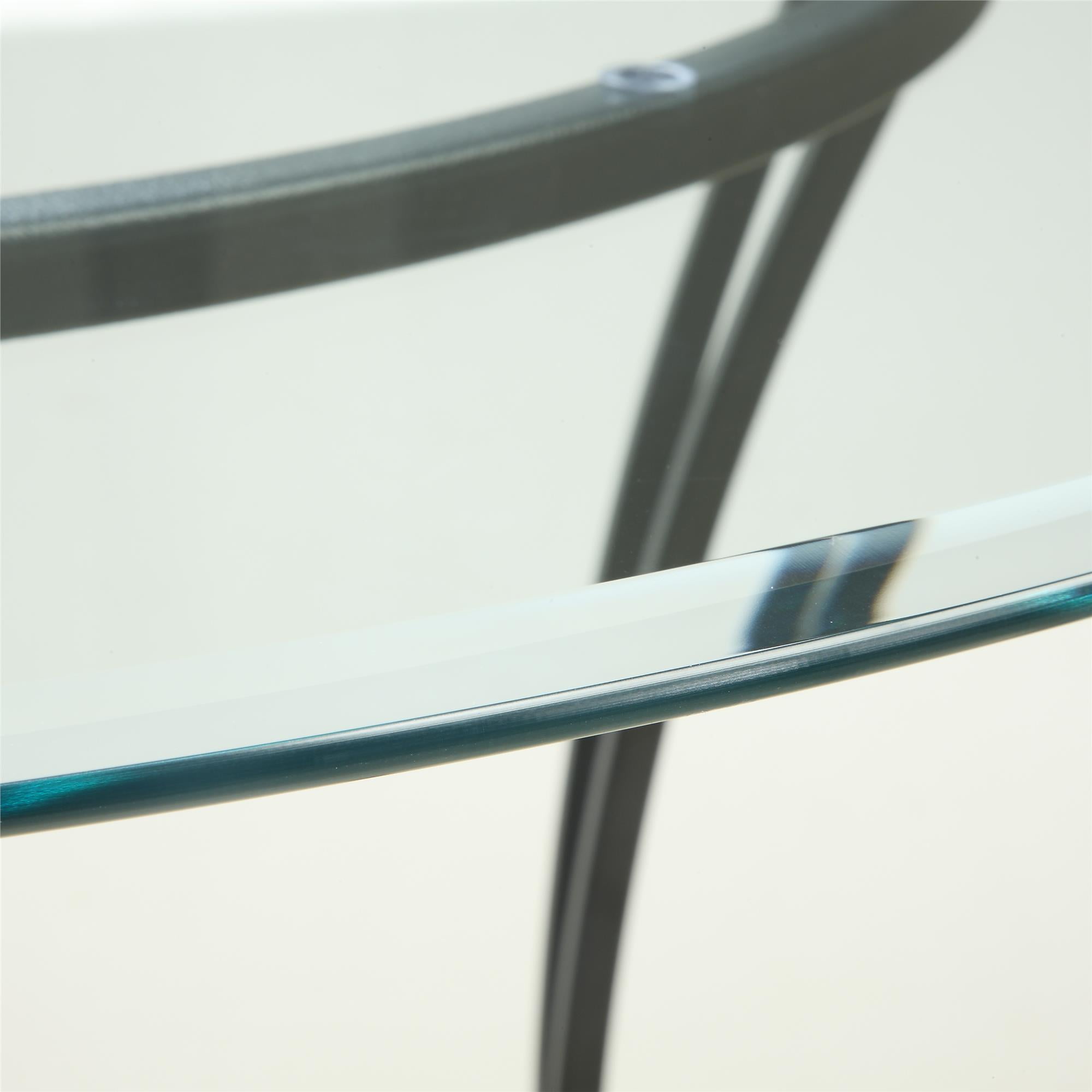 DHP Traditional Glass Top Metal 5-Piece Dinette, Black/Beige - Image 2