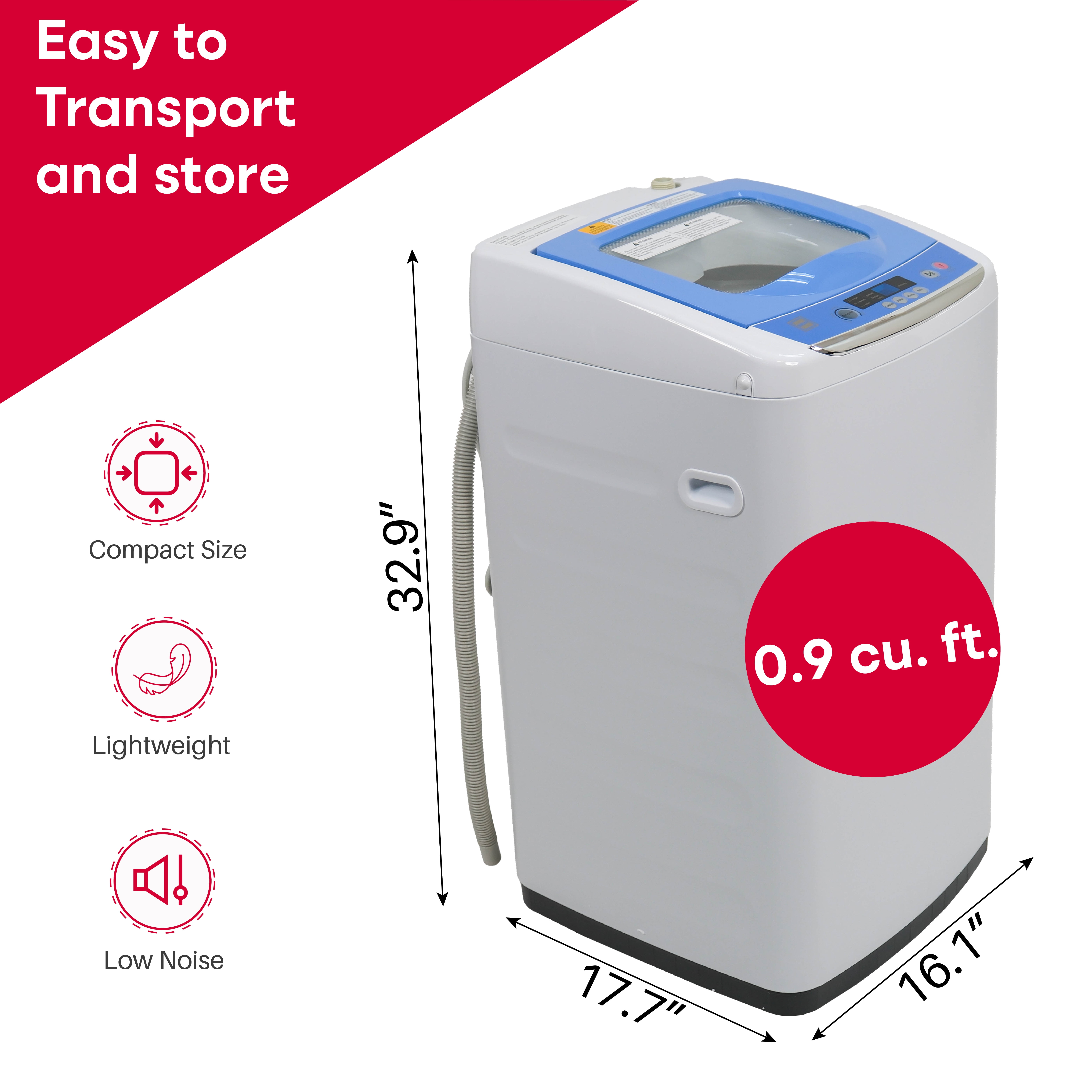 RCA, 0.9 cu ft Portable Washer, White, RPW091 - Image 4