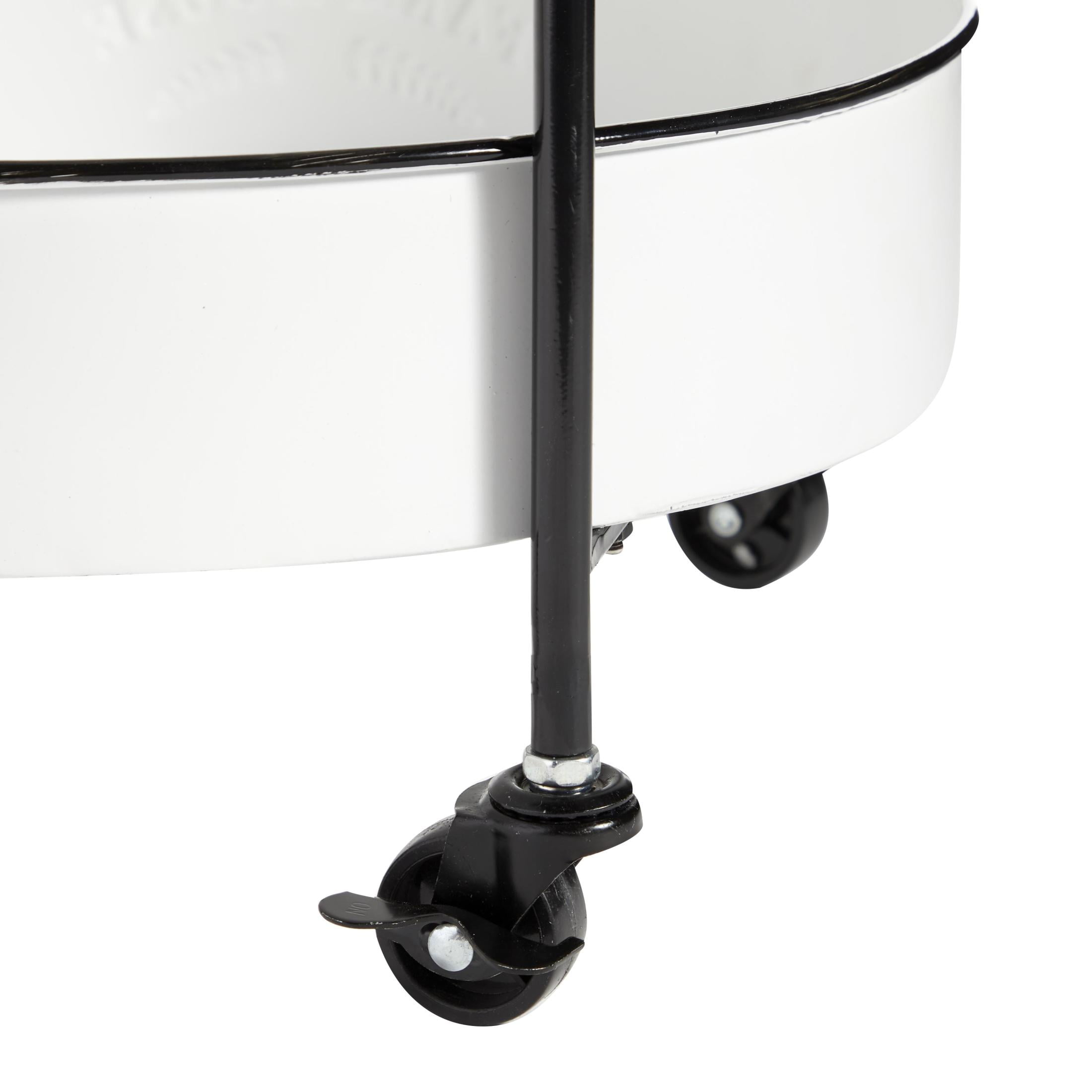 DecMode 16" x 34" White Metal Kitchen Rolling 3 Shelves Bar Cart with Wheels, 1-Piece - Image 10