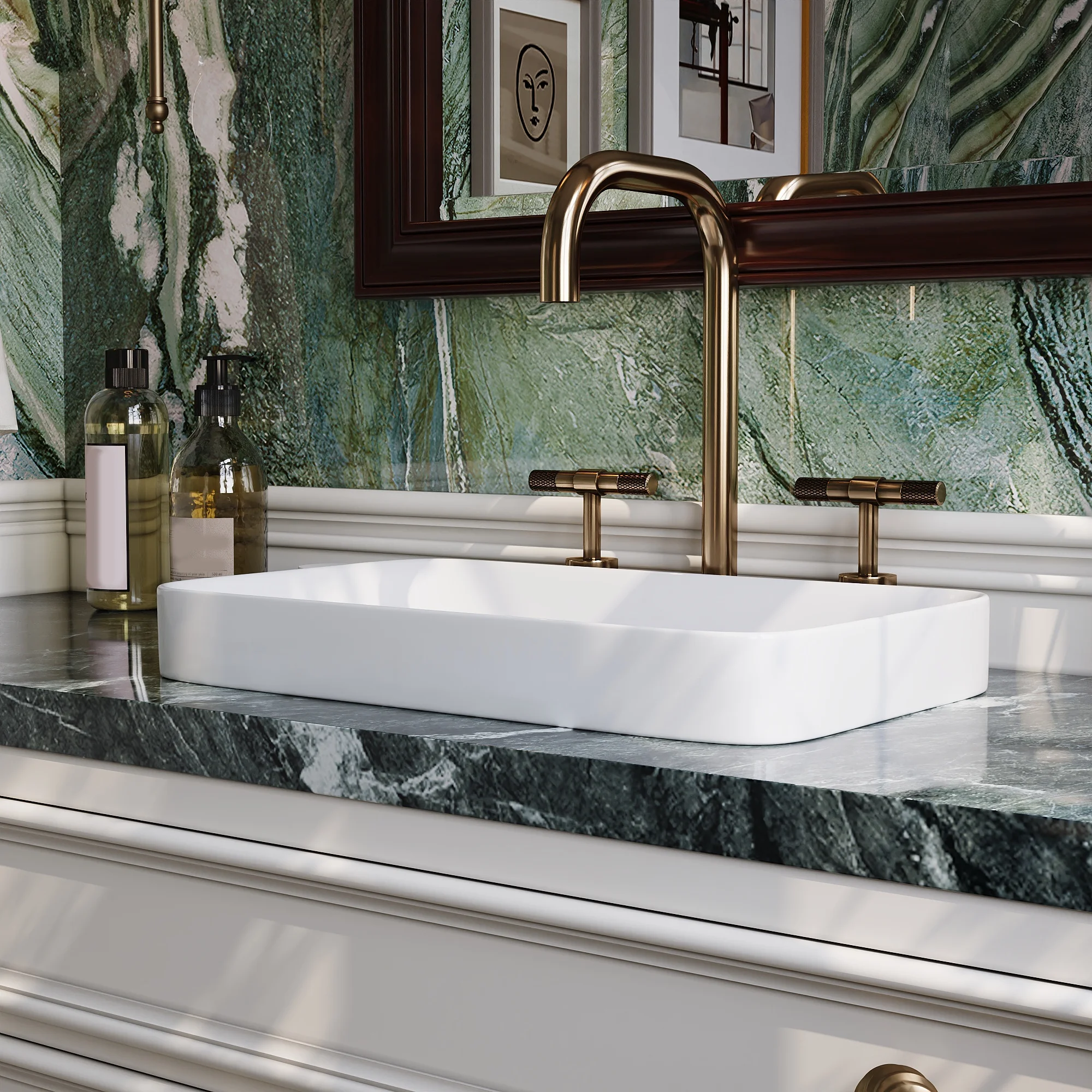 DV-1V0047 DeerValley Ally 19'' x 12'' Drop-In Bathroom Sink Semi-Recessed Vessel Sink Rectangular Above Counter Basin - Image 15