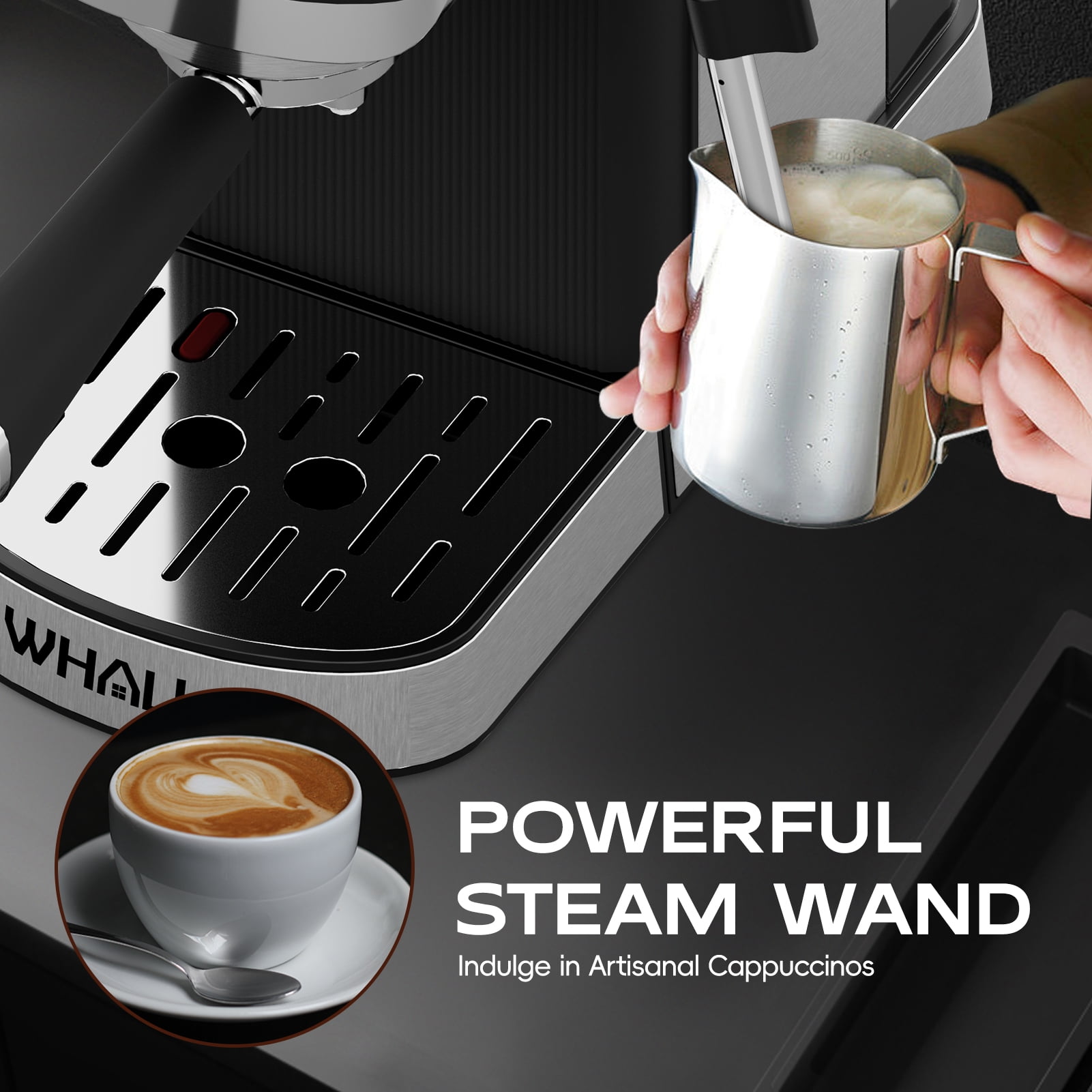 WHALL Touchscreen Espresso Machine 20 Bar,Espresso Coffee Maker with Milk Frother Steam Wand, Stainless Steel Coffee Machine with Removable Water Tank New - Image 7