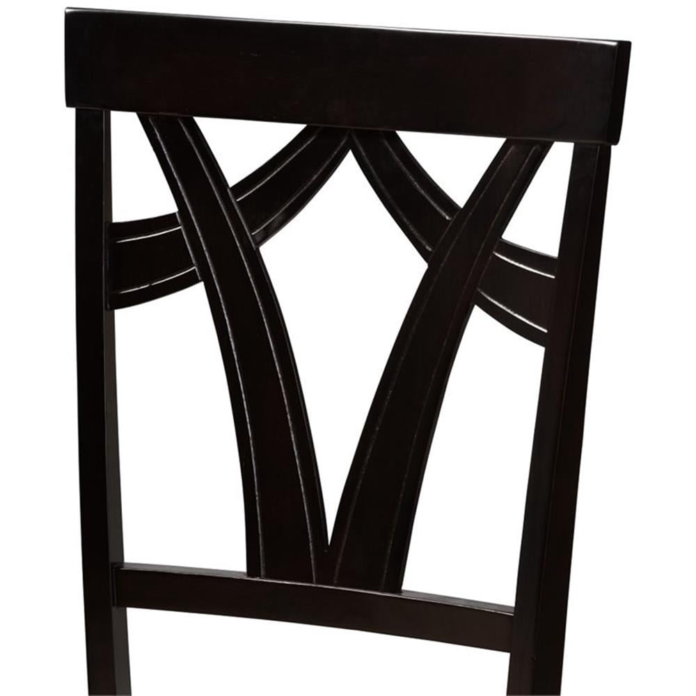 Baxton Studio Sylvia Modern and Contemporary Sand Fabric Upholstered and Espresso Brown Finished Dining Chair Set - Image 7