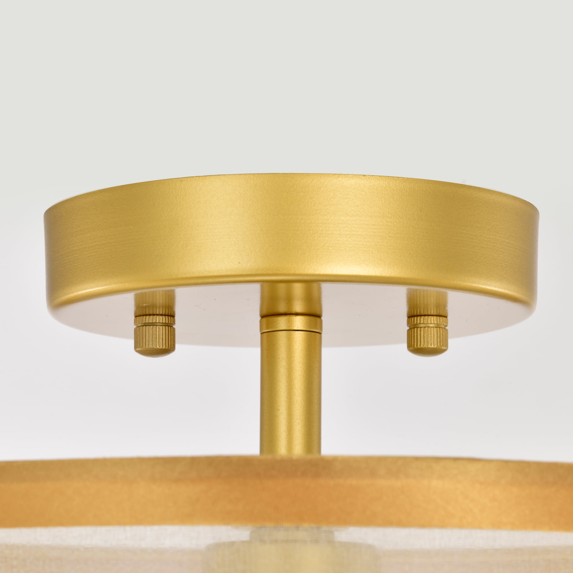 ASHOP Ceiling Light Semi Flush Mount Fixtures Modern Close to Ceiling Lamps Gold Drum Light Fixture with Double Shade - Image 5