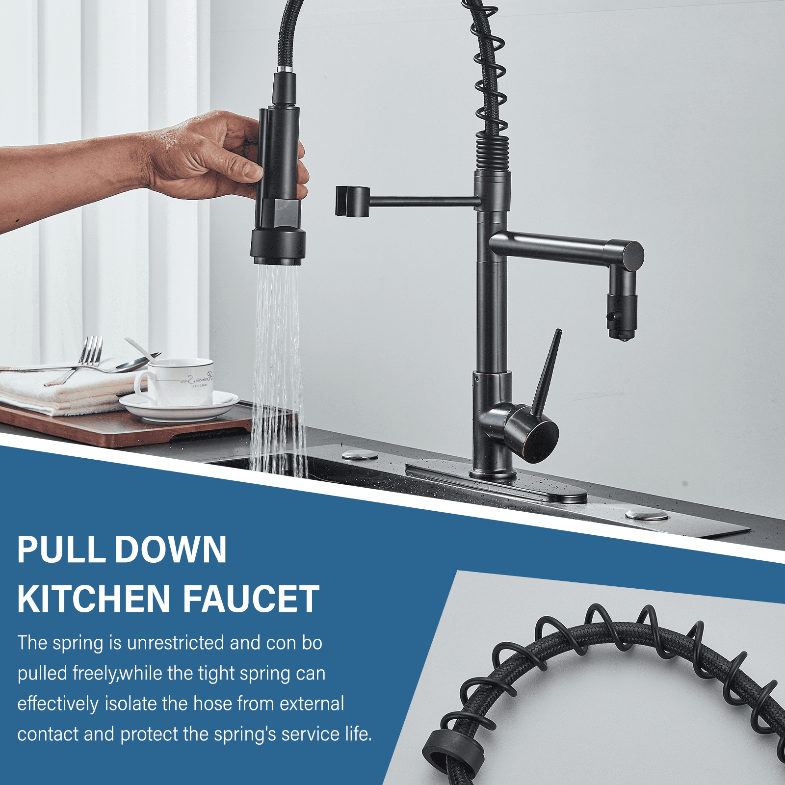 Cesinkin Brass Oil Rubbed Bronze Kitchen Faucet - Image 5