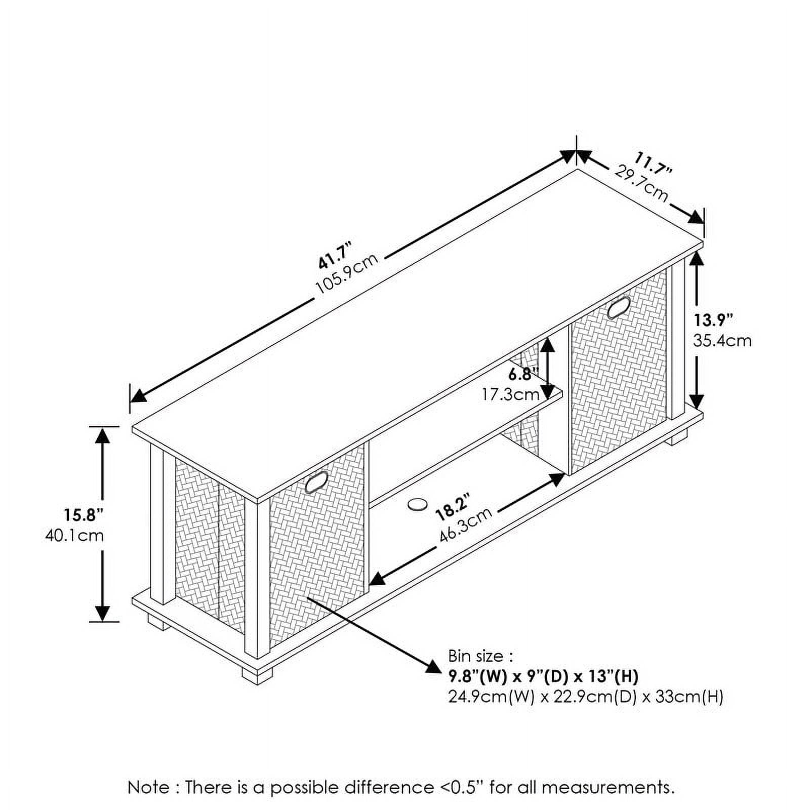 Furinno 13054AM-BK-MBR Econ Entertainment Center with & Storage Bins, Americano & Black & Medium Brown - Image 4