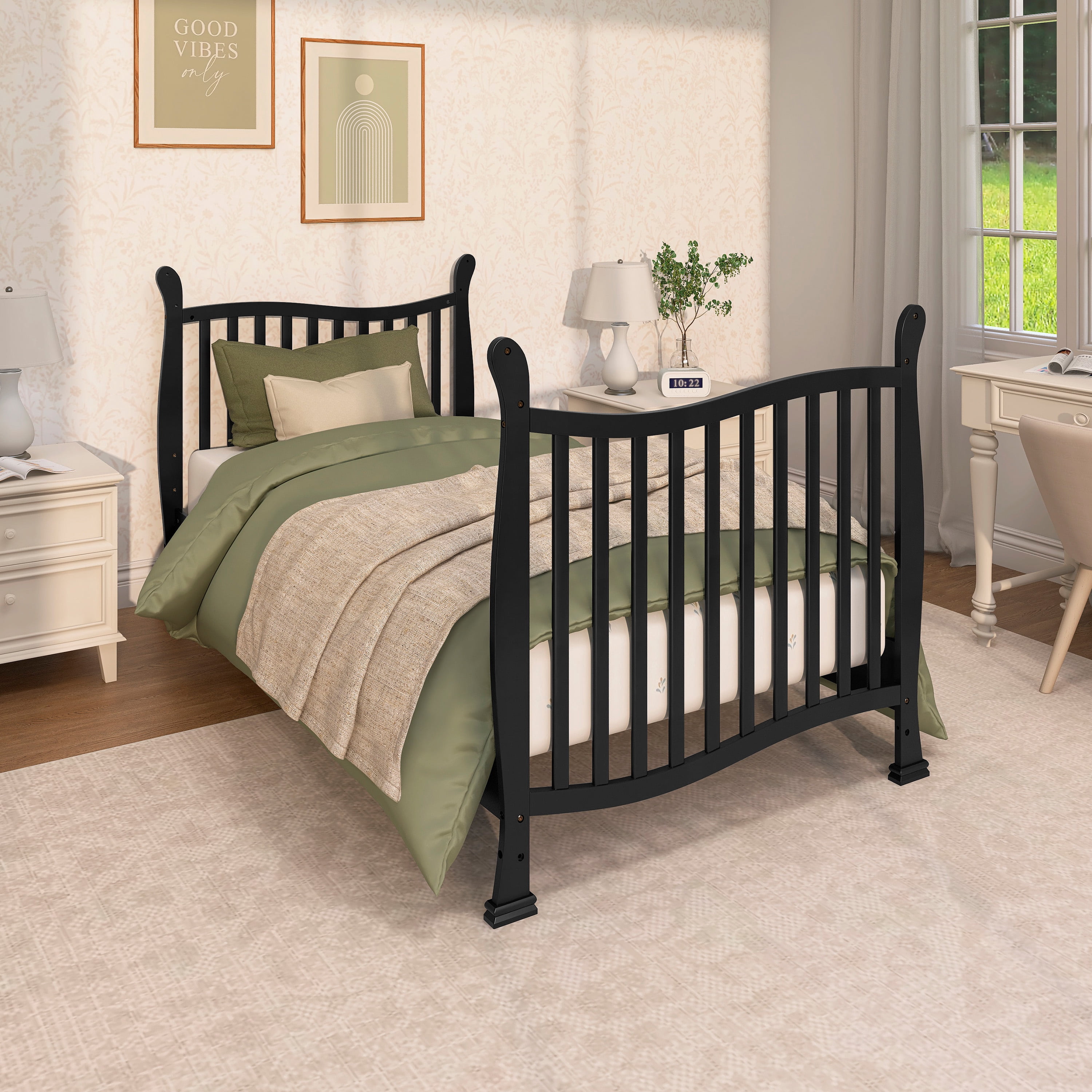 Dream On Me Piper 4-in-1 Convertible Mini Crib, Black - Image 3