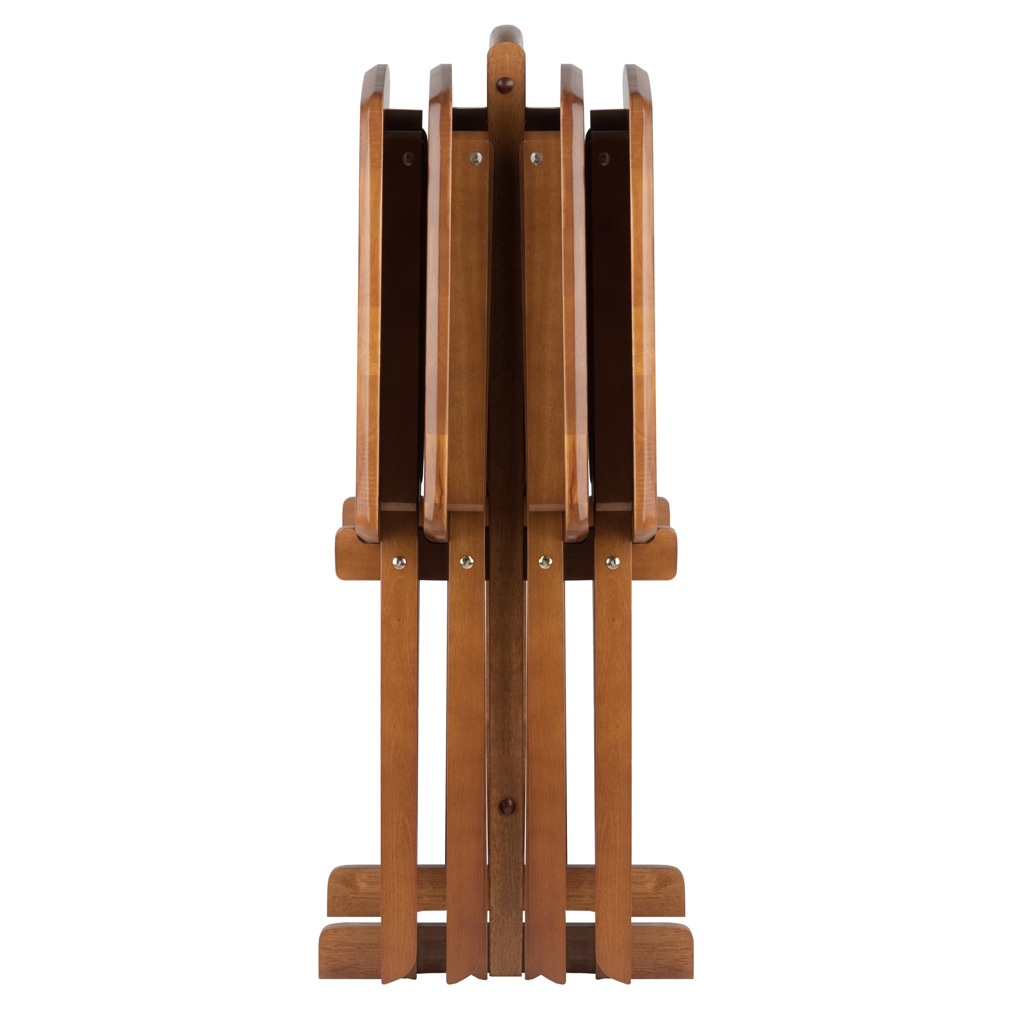 Winsome Dylan 5-Piece Oversized Folding Snack Table Set, Teak Finish - Image 7