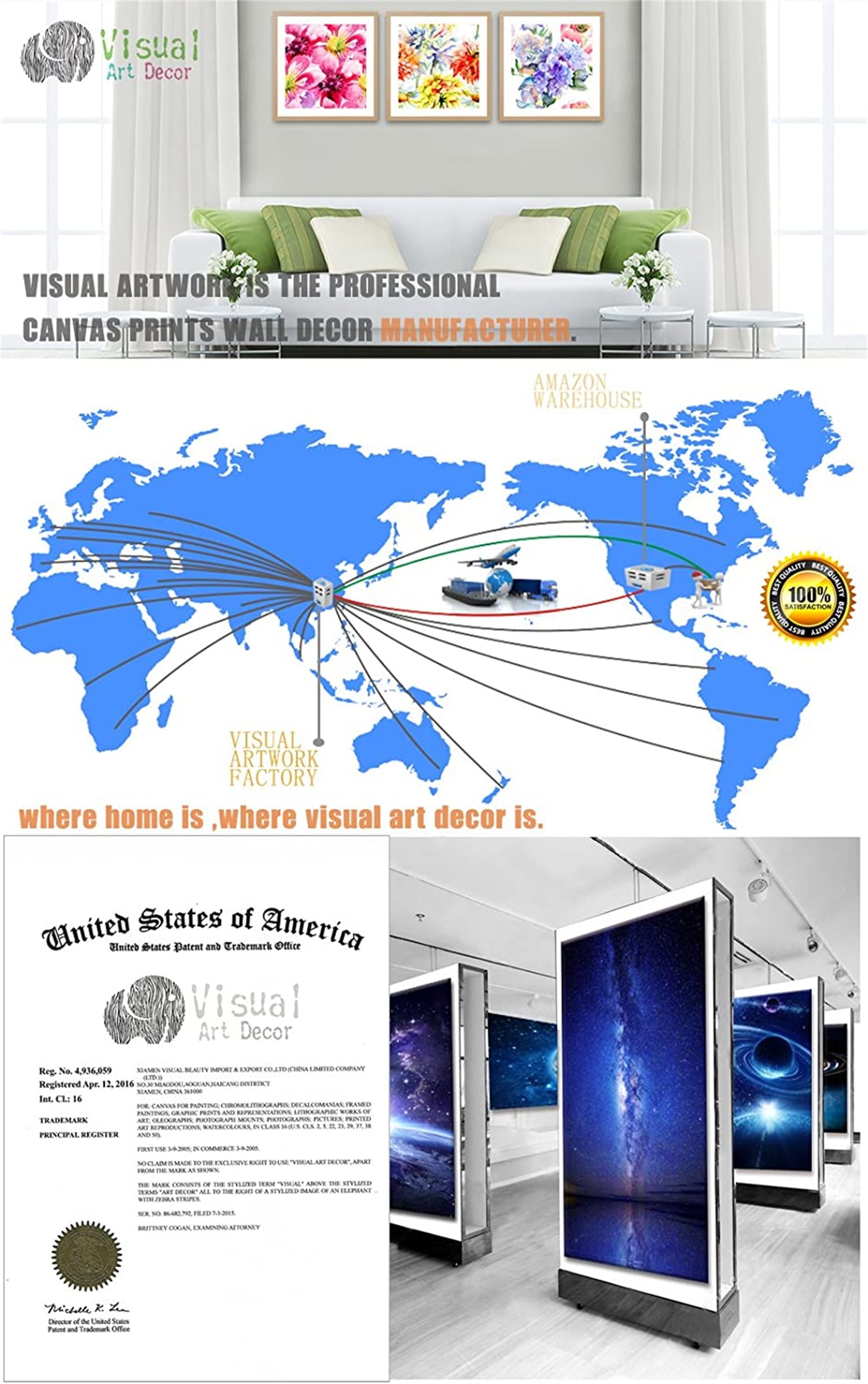 Visual Art Decor Blue Decor Large Abstract Framed Canvas Wall Art 3 Piece Mountain Landscape Bedroom Living Room Home Decorations Paintings Pictures Prints Modern Artwork 16"x 24"x 3 Pcs - Image 7