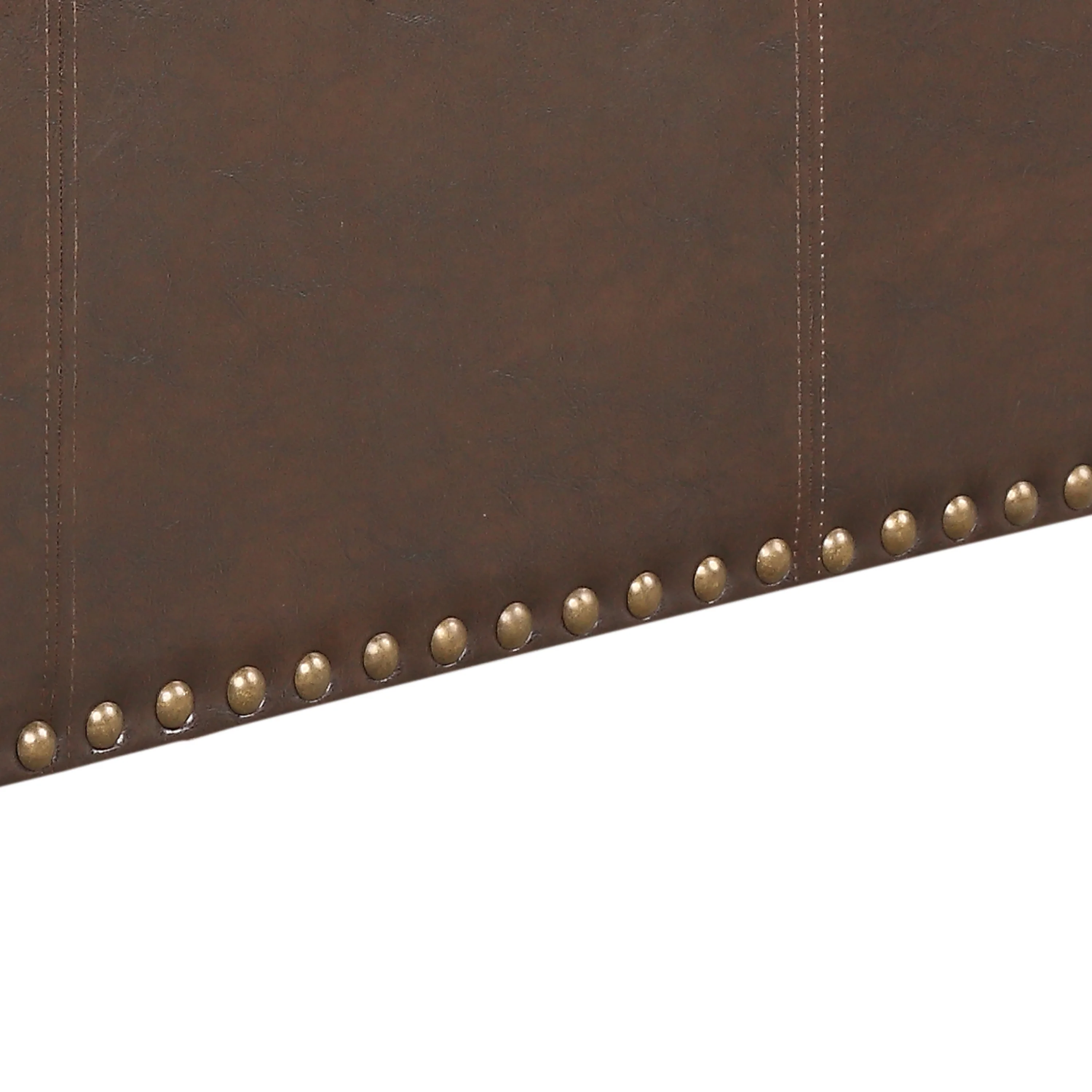 Leather Storage Bench with 2 Side Ottomans, Brown - Image 2