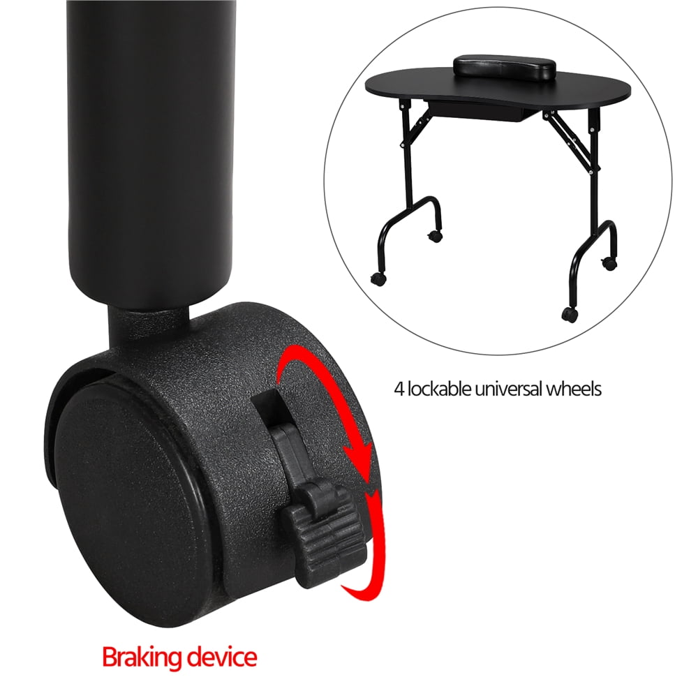 Alden Design Nail Beautician Desk Workstation Folding Manicure Table Black - Image 3