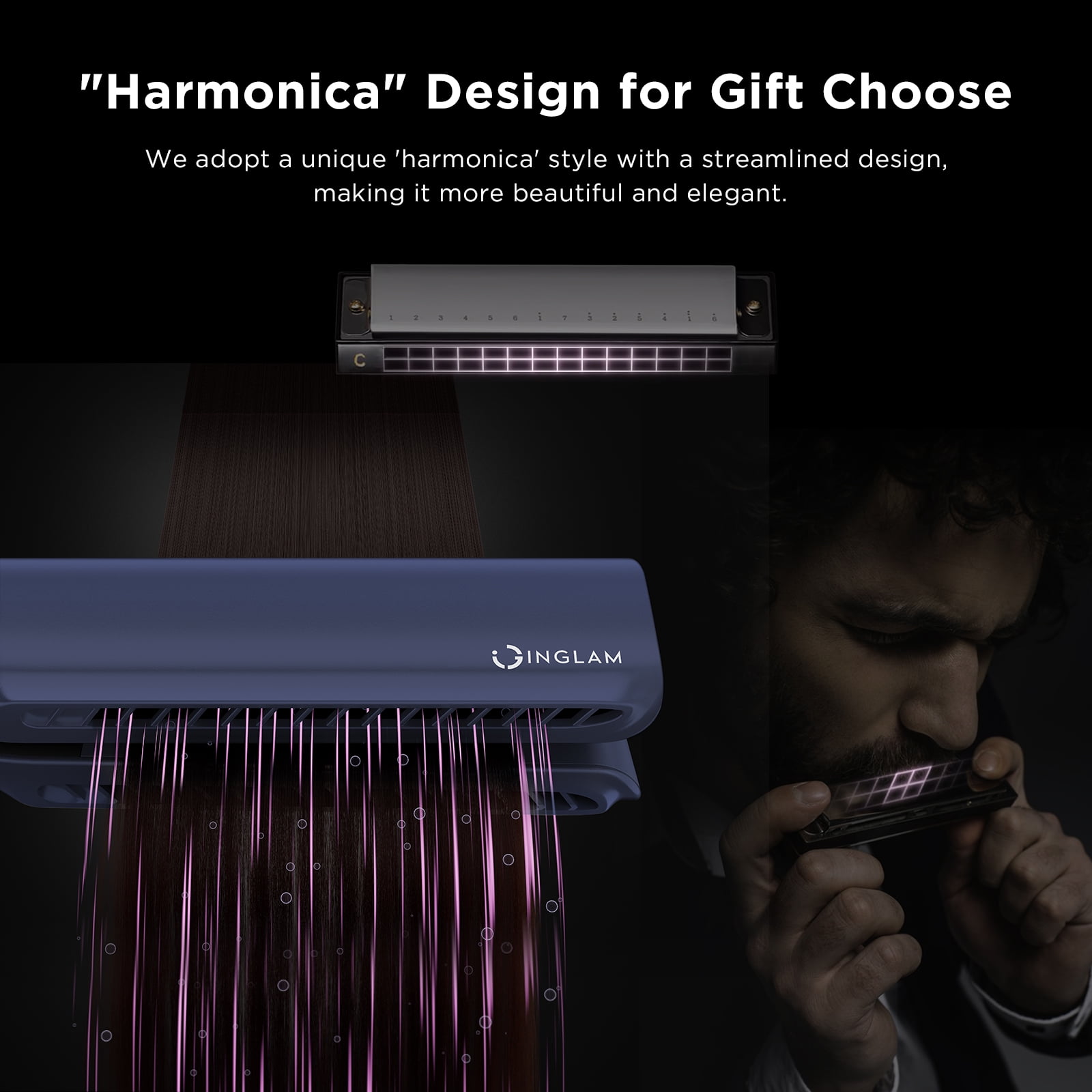 IG INGLAM Air Straightener - Advanced One-Step Airflow Hair Straightener & Dryer, Airflow Flat Iron with 200 Million Negative Ions, Prussian Blue - Image 3