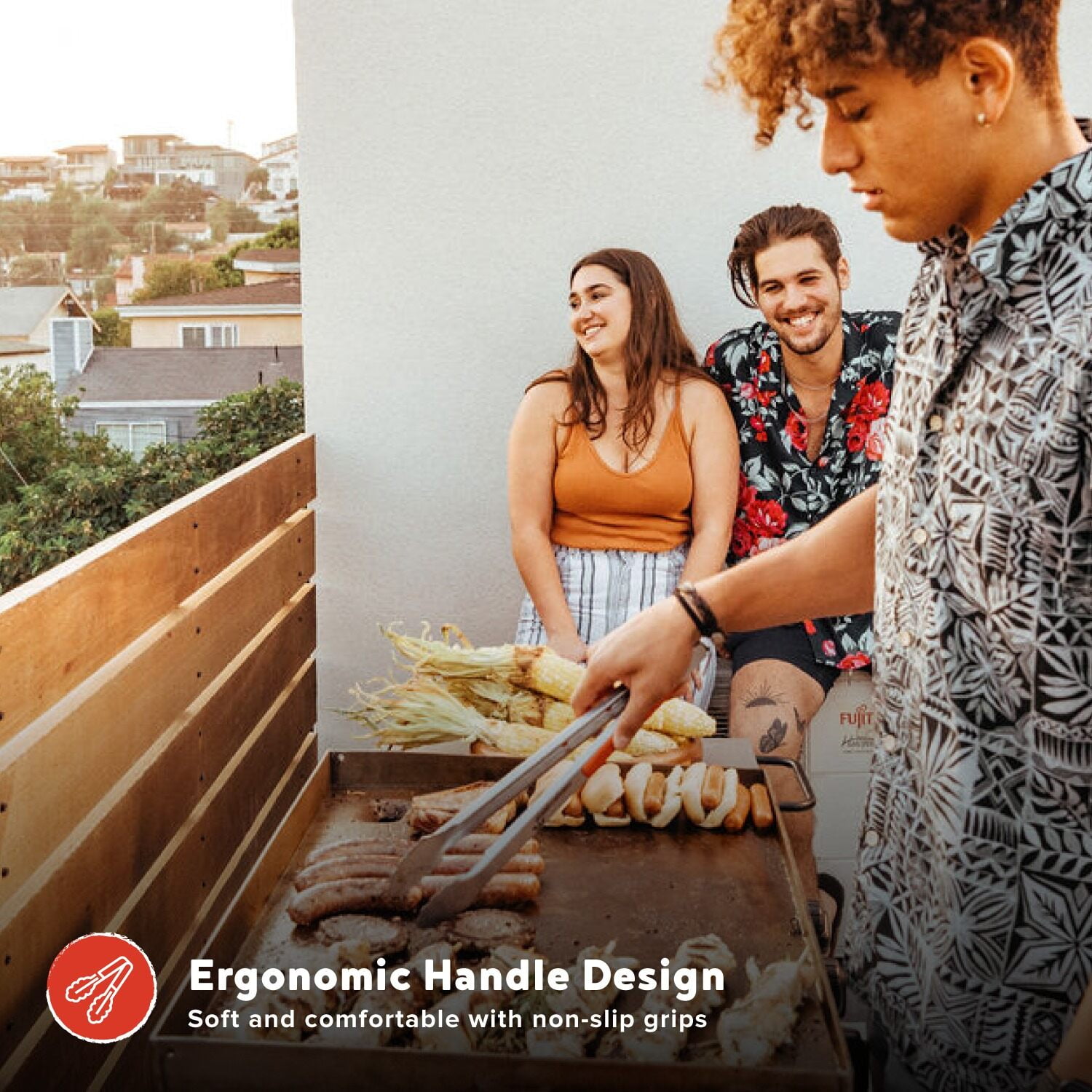 16" Extra-Long Stainless Steel Grill Tongs – Premium Locking BBQ Tongs for Grilling, Cooking, Barbecue, Tailgating – Easy Grip with Hanging Hook, Model 530-0103P - Image 6