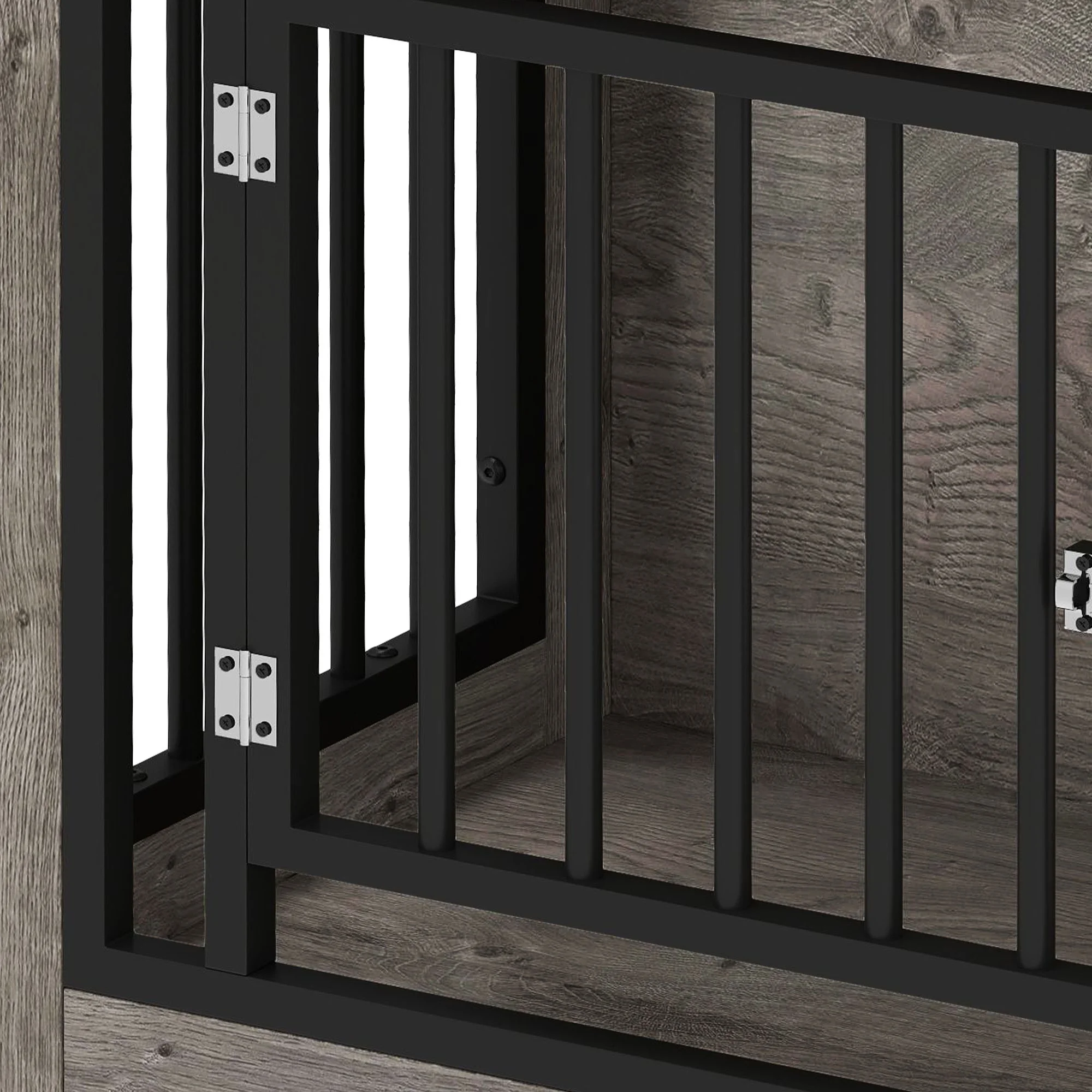 Uforic 2-in-1 Dog Crate Furniture, 30 in Iron-Wood Indoor Dog Cage Table with Steel Lock & Waterproof Top,Gray - Image 4