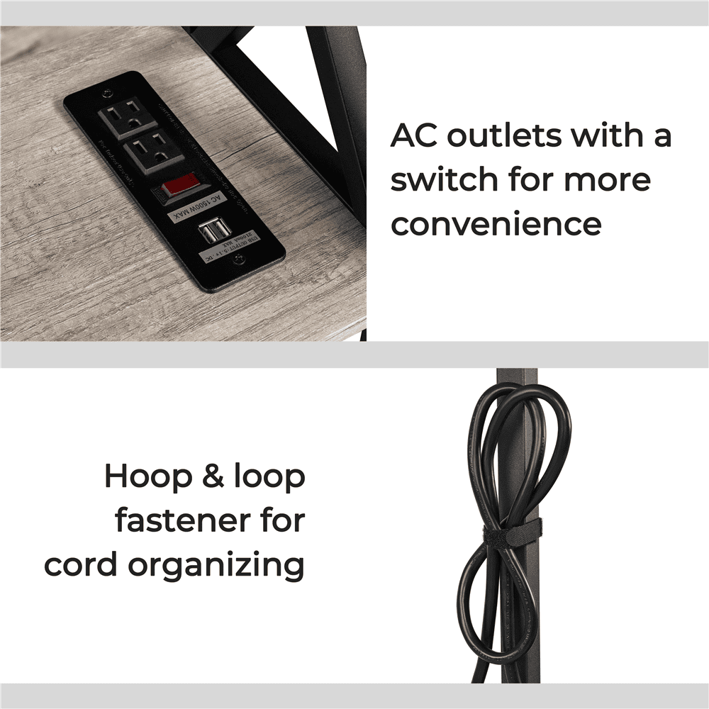 Alden Design Vintage Wooden Console Table with Power Outlet & 1 Drawer for Entryway, Gray - Image 6